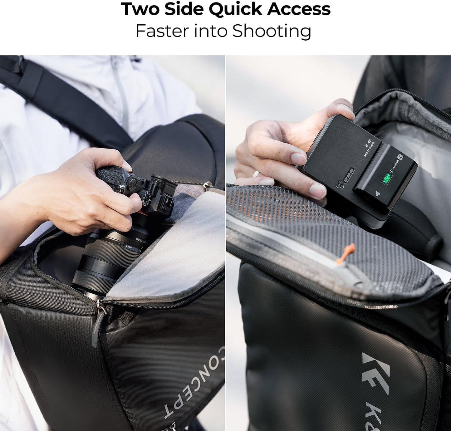 K&F CONCEPT Camera bags Waterproof 25L Large Capacity Camera Case with Raincover Camera Case 15.6 Inch Laptop Compartment Compatible with Canon/Nikon/Sony/DJI Mavic Drone Travel Camera Backpack