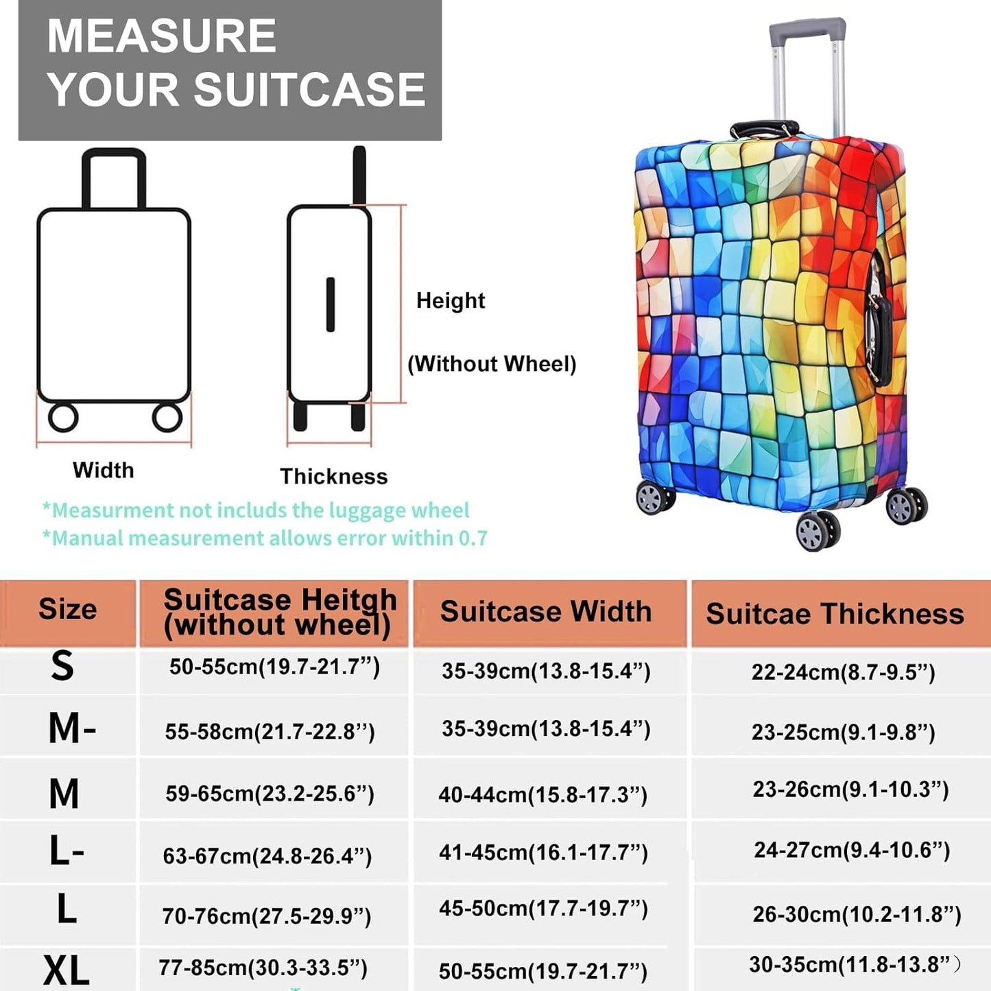 MosaiRudo Travel Luggage Covers For Suitcase Tsa Approved,Suitcase Cover Protector Fit 18-32 Inch Luggage Travel Accessories (T2481, XL)