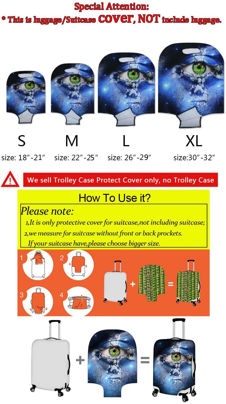 Dragon Suitcase Cover for Luggage Elastic Spandex Luggage Covers Protector Scratch Resistant Travel Baggage Case with Invisible Zip Fits 18-32 Inch Cherry Blossom Suitcase Decorate