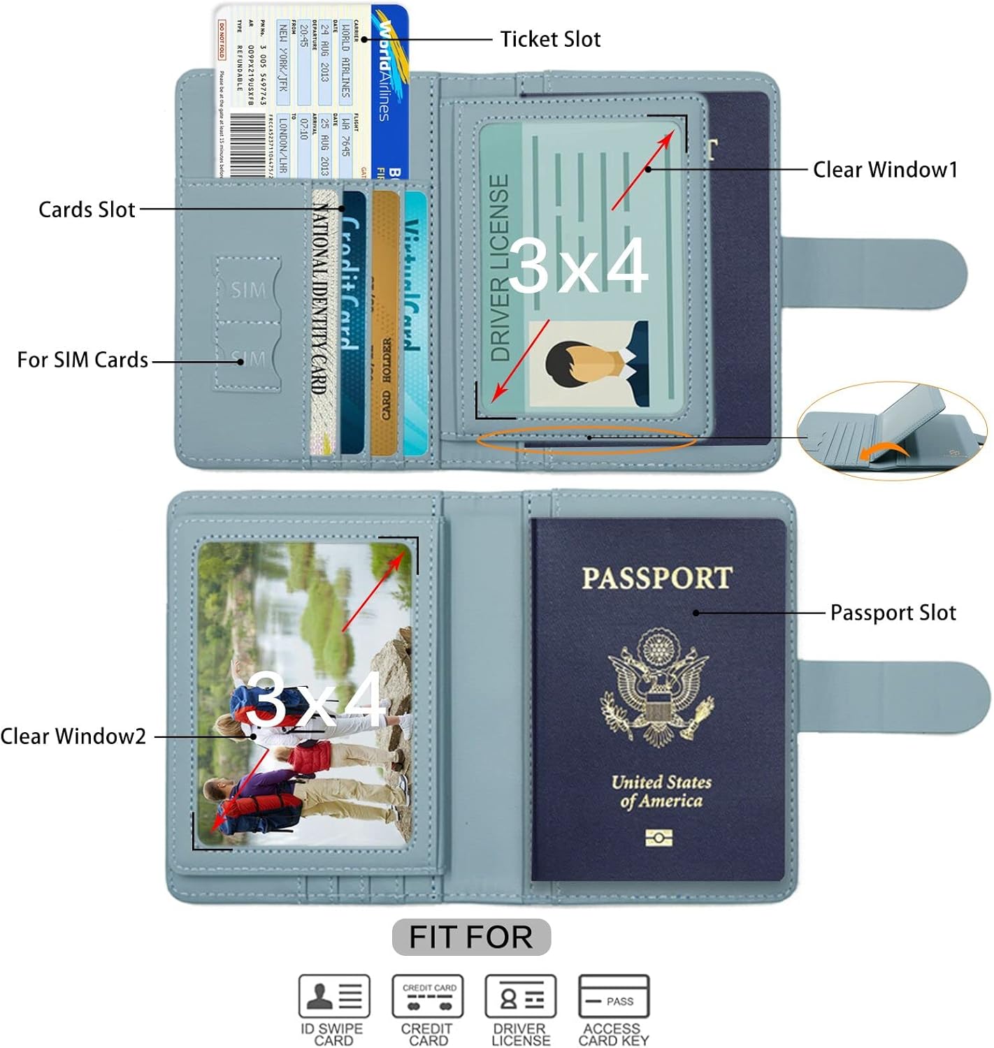 Melsbrinna Rfid Passport Holder for Travel women/Men, Cute Passport Wallet Rfid Blocking Card Slots, Rfid Passport Cover/CaseTravel Wallet, Passport Book Holder (1, Blue1)
