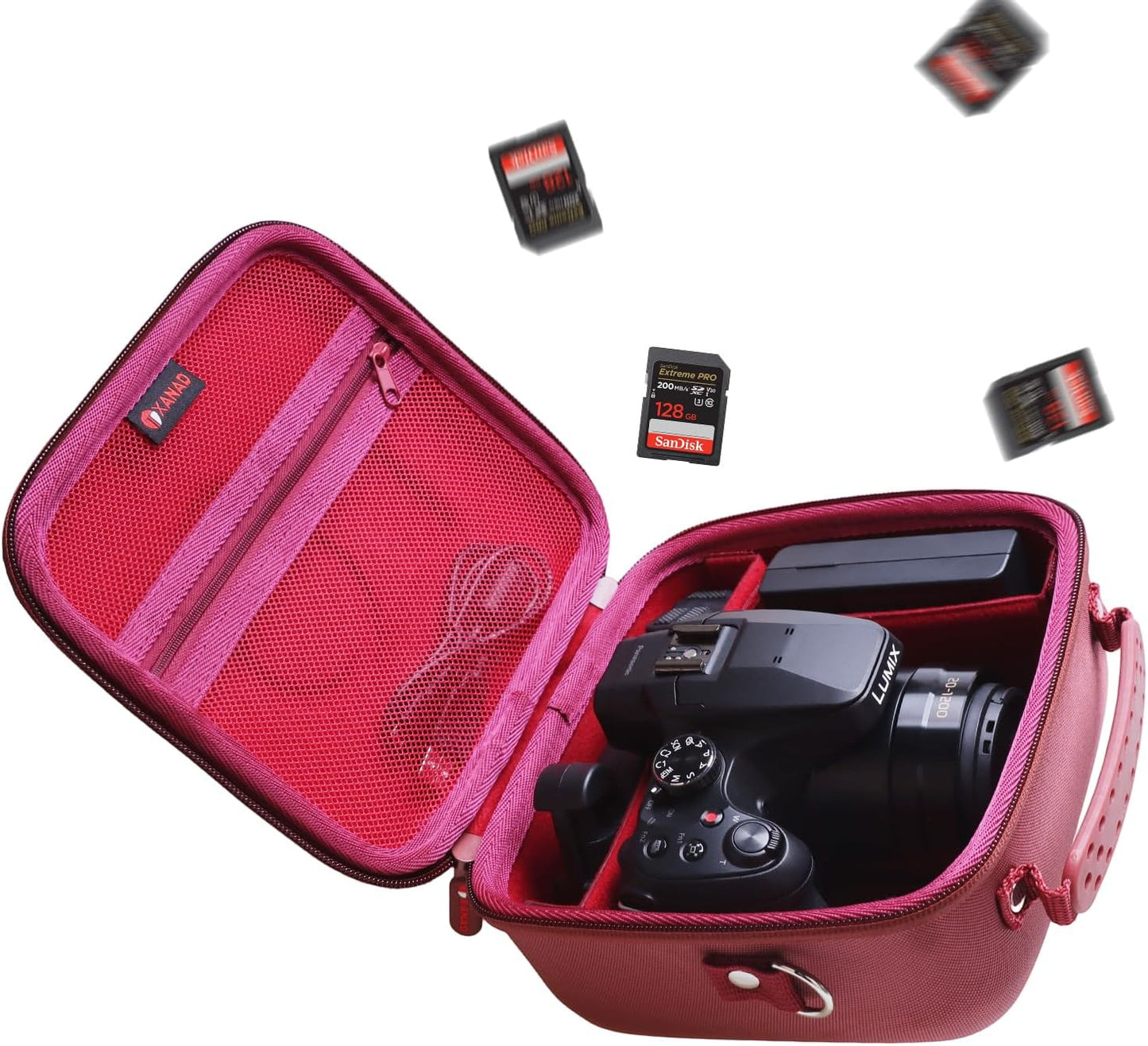 Hard Camera Case Bag Compatible with Canon EOS Rebel T7/T100/T6/R50/R6 or Kodak Pixpro AZ405/AZ425/AZ255/AZ401/AZ252/AZ528 DSLR Camera,for Canon Sony Kodak Panasonic Nikon Mirrorless Camera,Red