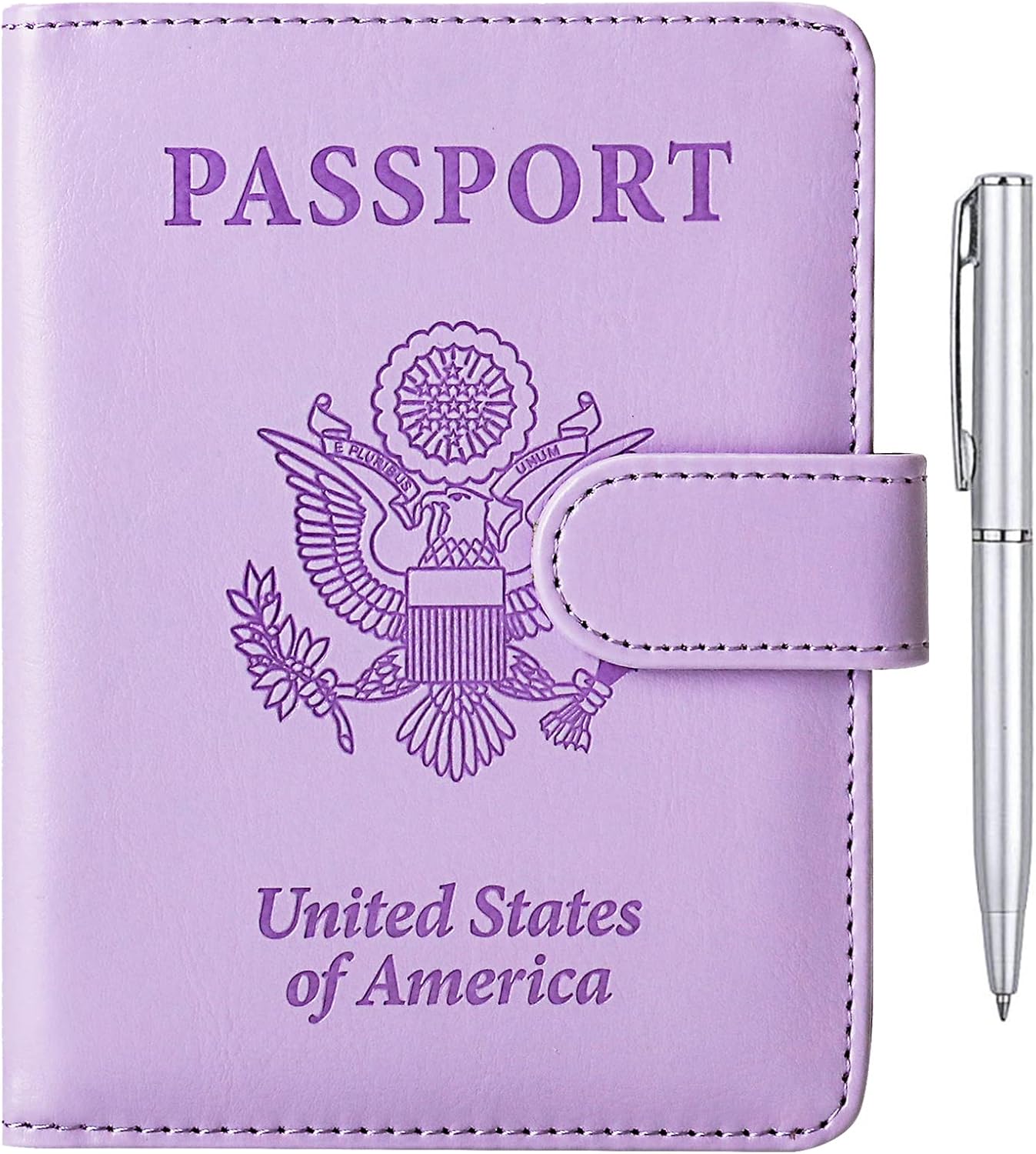 TIGARI Passport Holder for Travel Women Men, PU Leather Waterproof RFID Passport Holder Wallet Cover Case Sleeve, Family Vacation Plane Cruise Travel Document Organizer Essentials-Purple