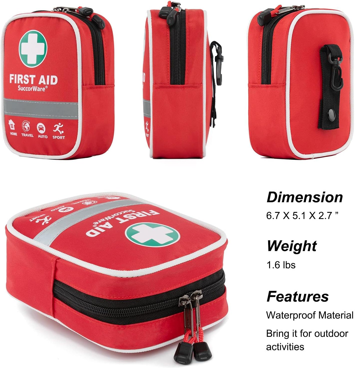 SuccorWare130 Pieces First Aid Kit with Hospital Grade Medical Supplies - Includes Emergency Blanket, Bandage - Great for Home, Outdoors, Office, Car, Travel, Camping, Hiking, Boating