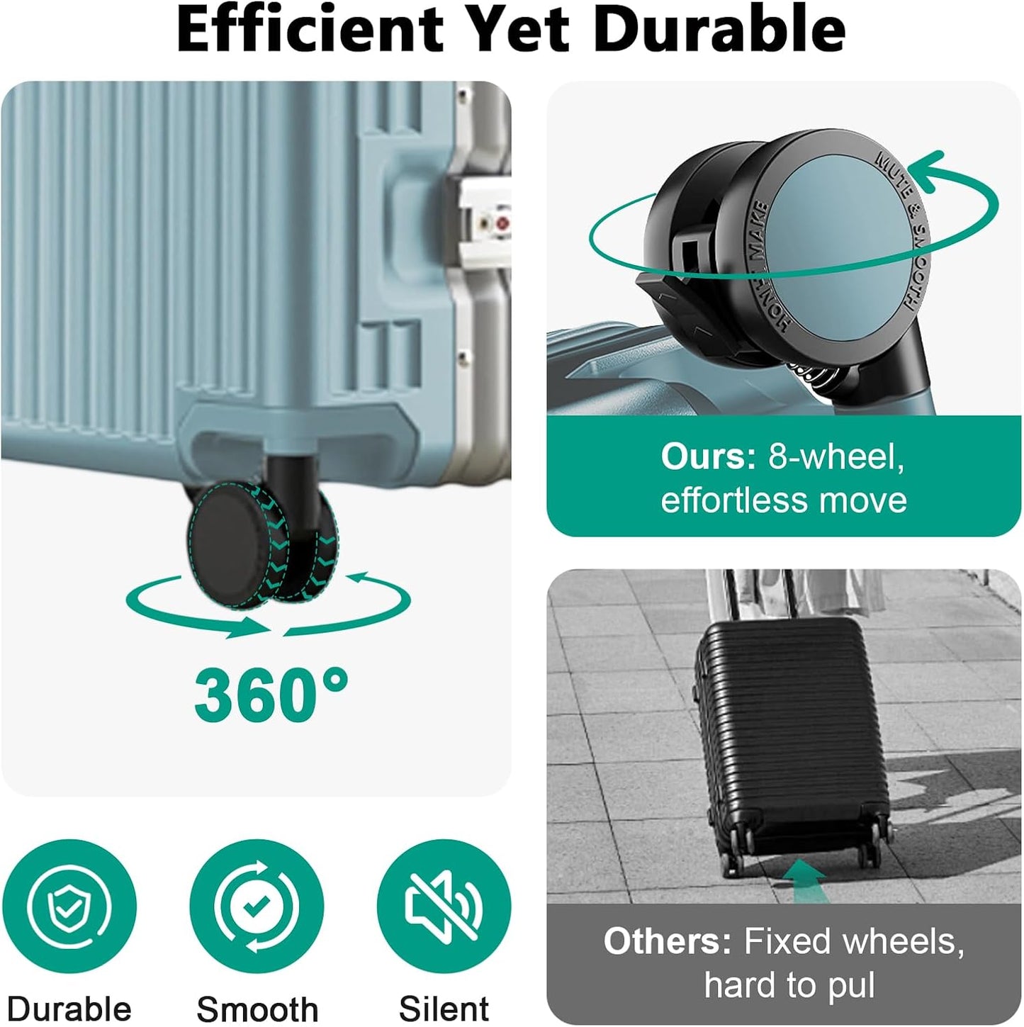 Hard Shell Luggage 28 Inch Travel Luggage, Carry-On Luggage Spinner TSA with Lid, ABS Aluminum Frame，Lightweight Travel Luggage 20'' 24'' 26''Carry-On (upgraded blue, 28 inch)