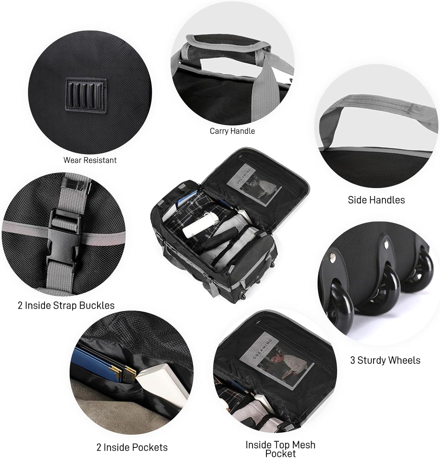 Foldable Rolling Duffle Bag with Wheels, 85L Extra Large Wheeled Travel Duffel, Waterproof Collapsible Weekender Luggage with Rollers for Storage Camping Sports Outdoor, Gray