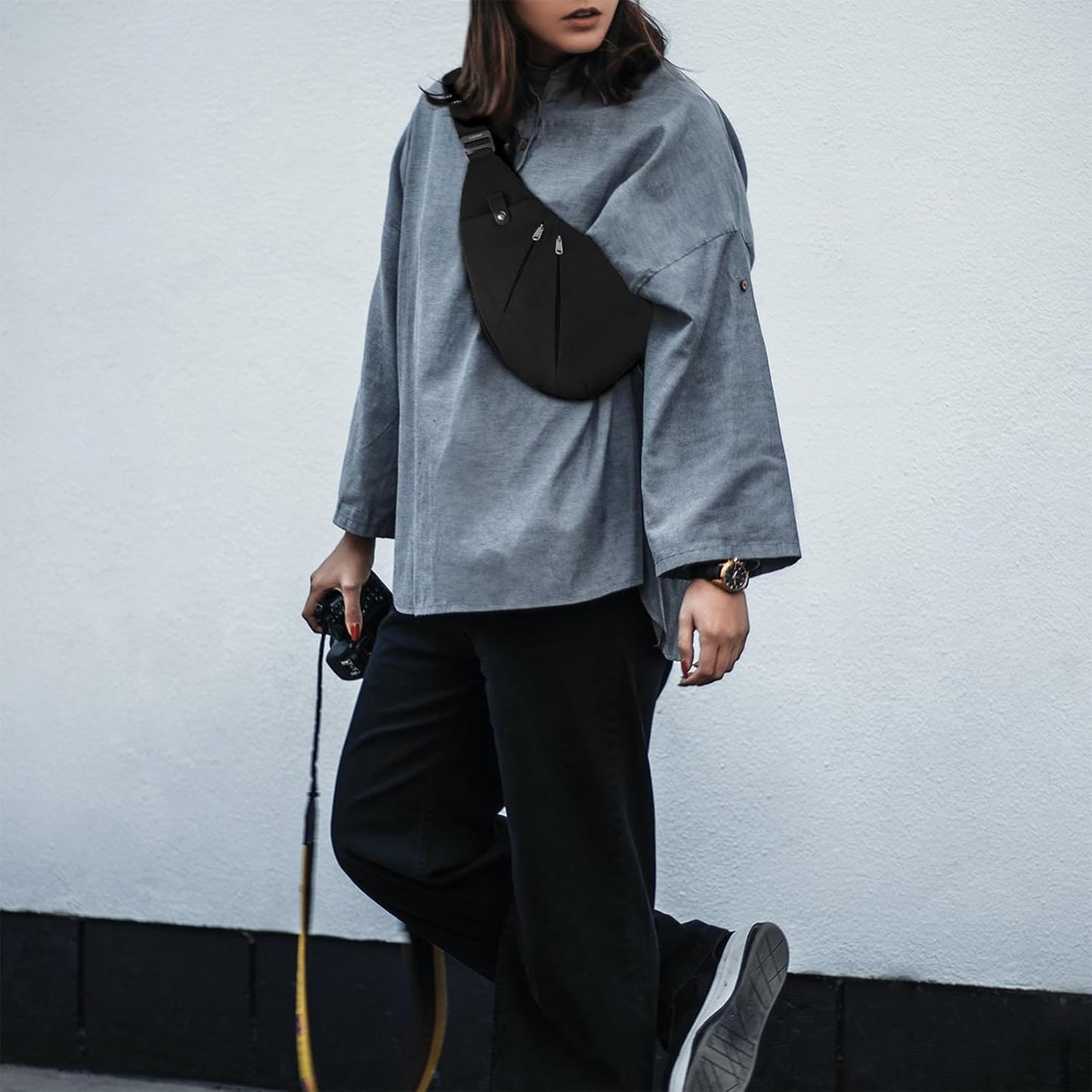 Light And Slim Crossbody Sling Bag Unisex Water Resistant Anti-Theft Shoulder Bag Outdoor Casual Hiking Daypack Personal Pocket Bag