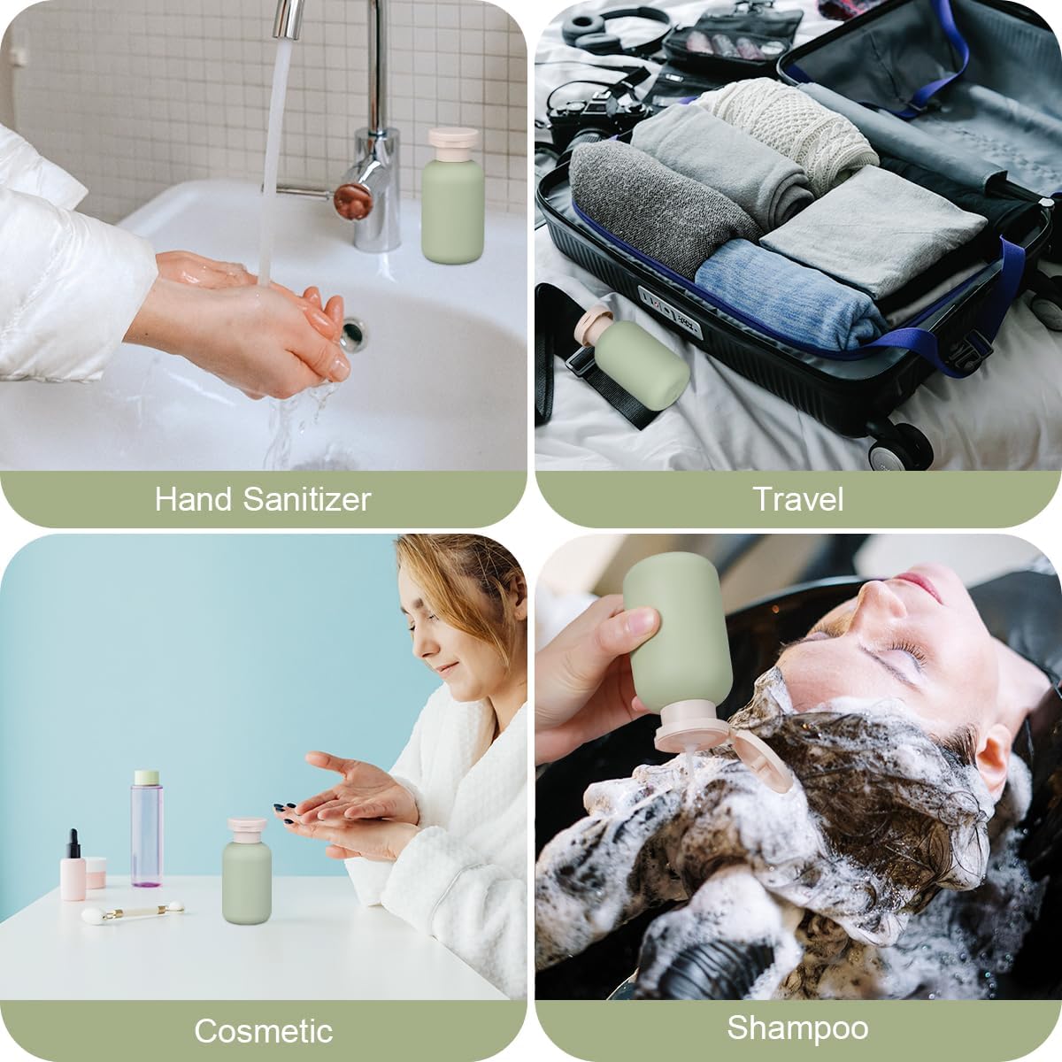 3.4 oz Plastic Small Travel Shampoo Bottles, Refillable Flip Cap Squeeze Bottles for Toiletries, Leakage-proof Travel Shampoo and Conditioner Container (8 pack)