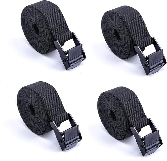 Premium Lashing Nylon Strap - Cam Buckle Tie Down Straps Heavy Duty Secure Straps up to 500 lbs Capacity for Motorcycle,SUP, Kayak, Canoe, Surfboard, Cargo, Boat,Trailer, Moving(1'' x 6.5Ft Black)