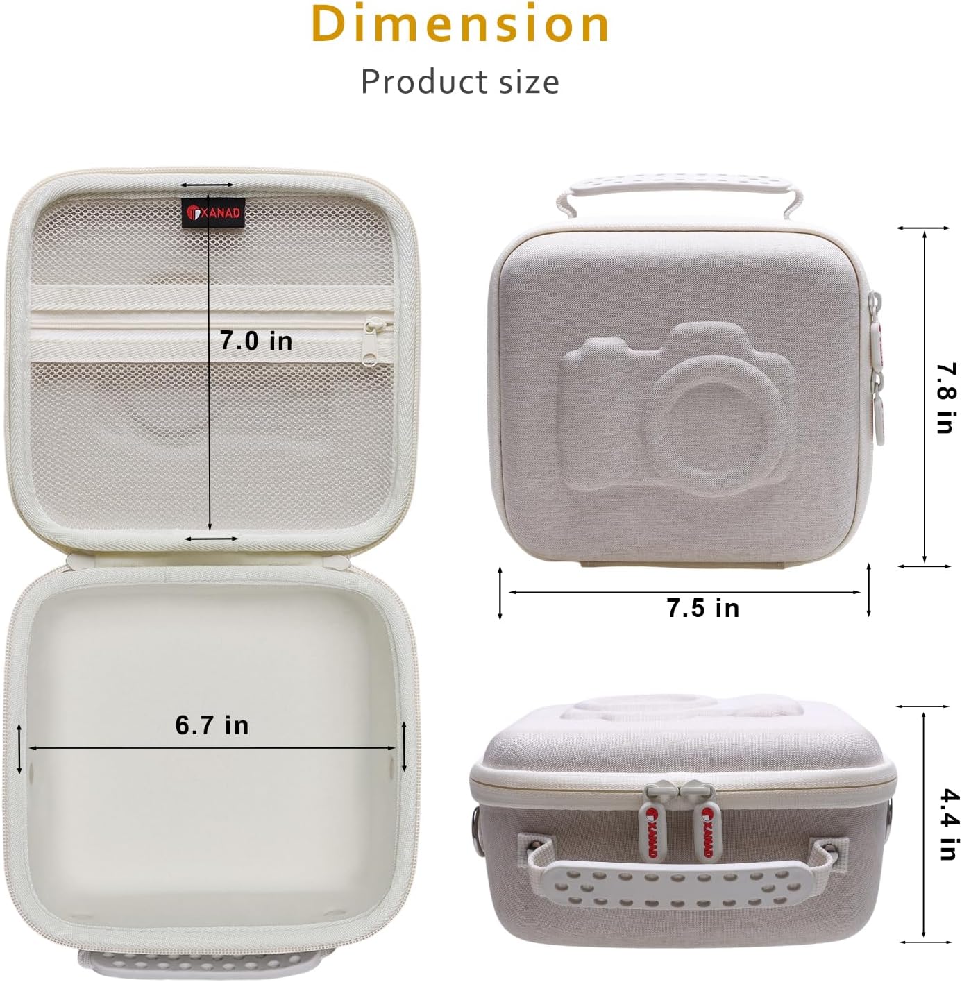 Hard Camera Case Bag Compatible with Canon EOS Rebel T7/T100/T6/R50/R6 or Kodak Pixpro AZ405/AZ425/AZ255/AZ401/AZ252/AZ528 DSLR Camera,for Canon Sony Kodak Panasonic Nikon Mirrorless Camera,Cream