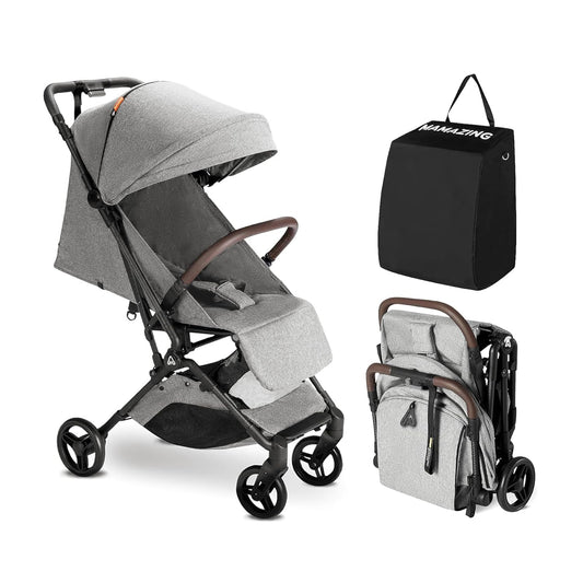 Lightweight Baby Travel Stroller with Carbon Fiber Frame, Compact & Airplane-Friendly, One-Handed Folding Design, 11.6 lbs, Perfect for Toddlers, Grey