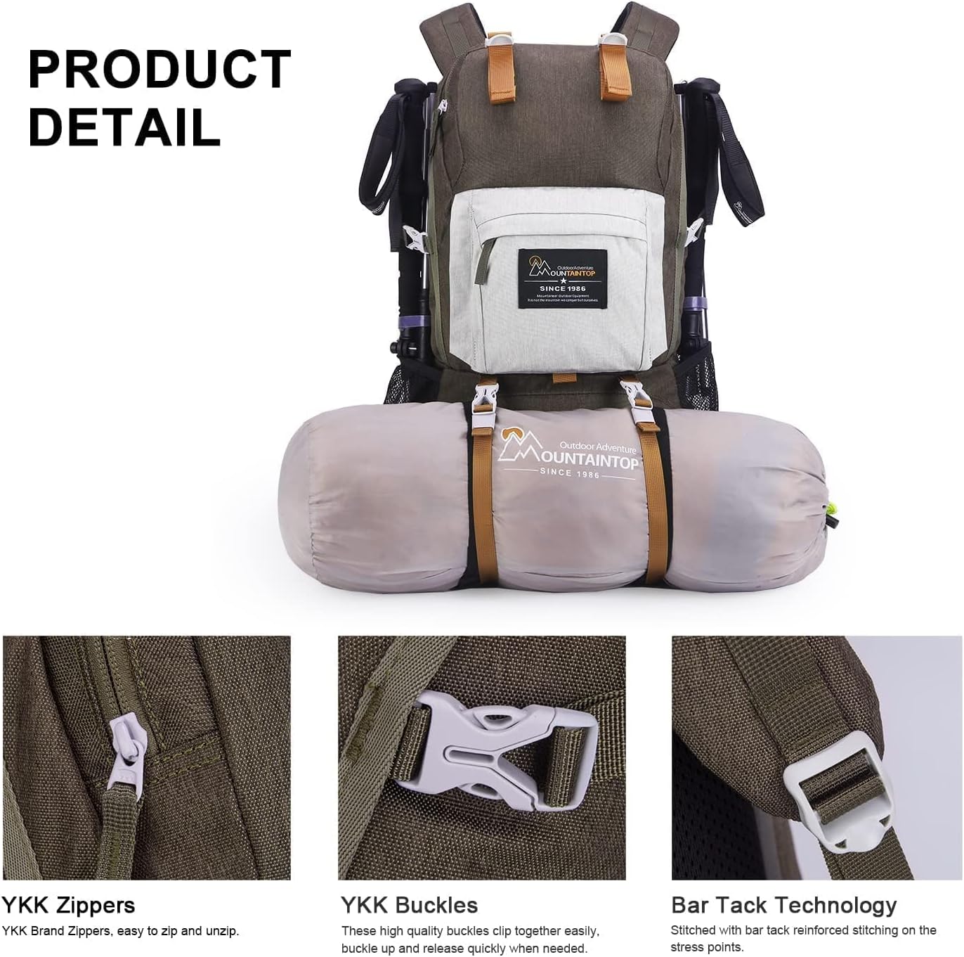 MOUNTAINTOP 40L Hiking Backpack Lightweight Travel Backpack for Men&Women Outdoor Camping Backpacking