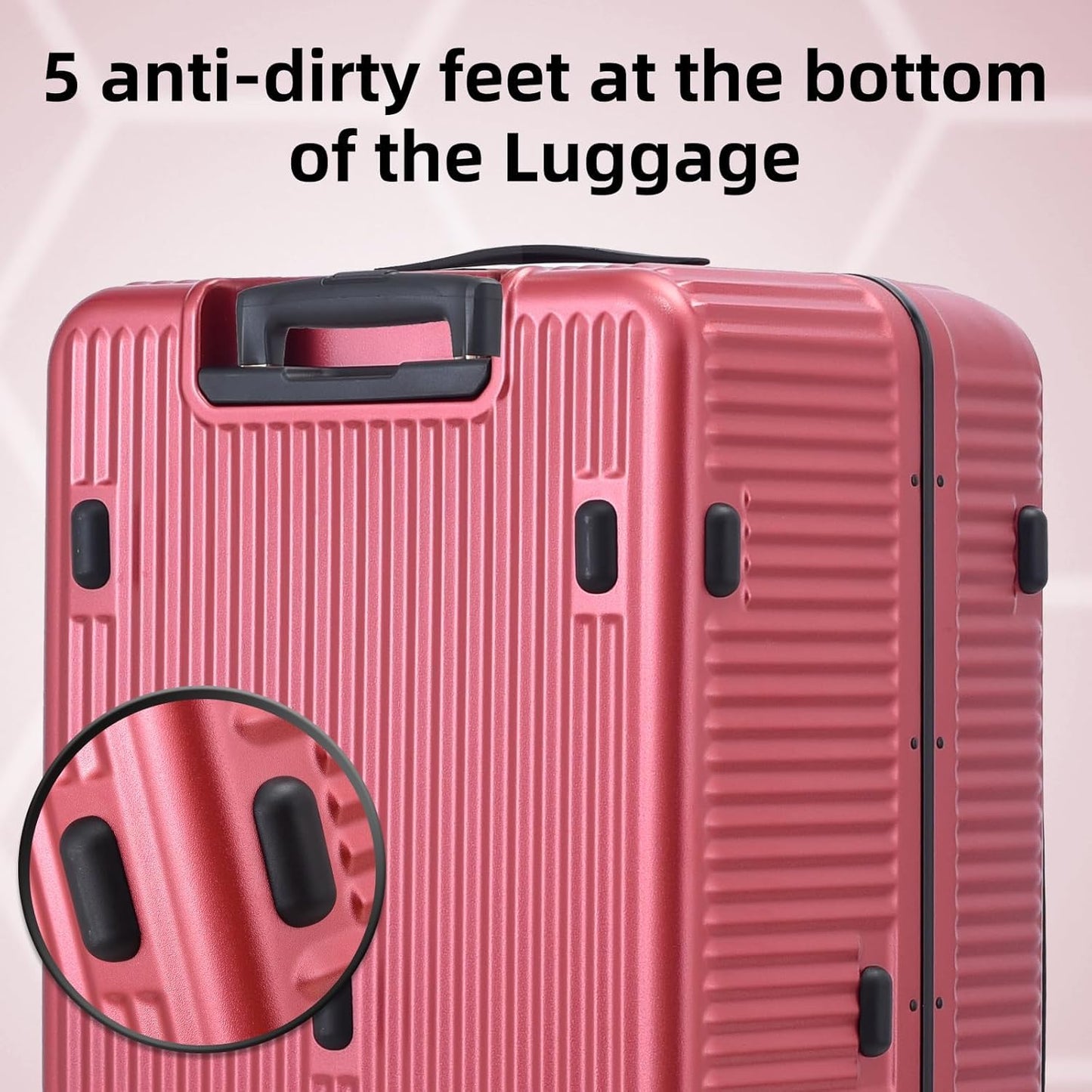 29 Inch Aluminum Checked Luggage with Side Opening Zipper, 40 * 37 * 77cm, 113L, Lightweight Hardshell ABS+PC Suitcase with TSA Lock, 360° Universal Wheels, Wine Red