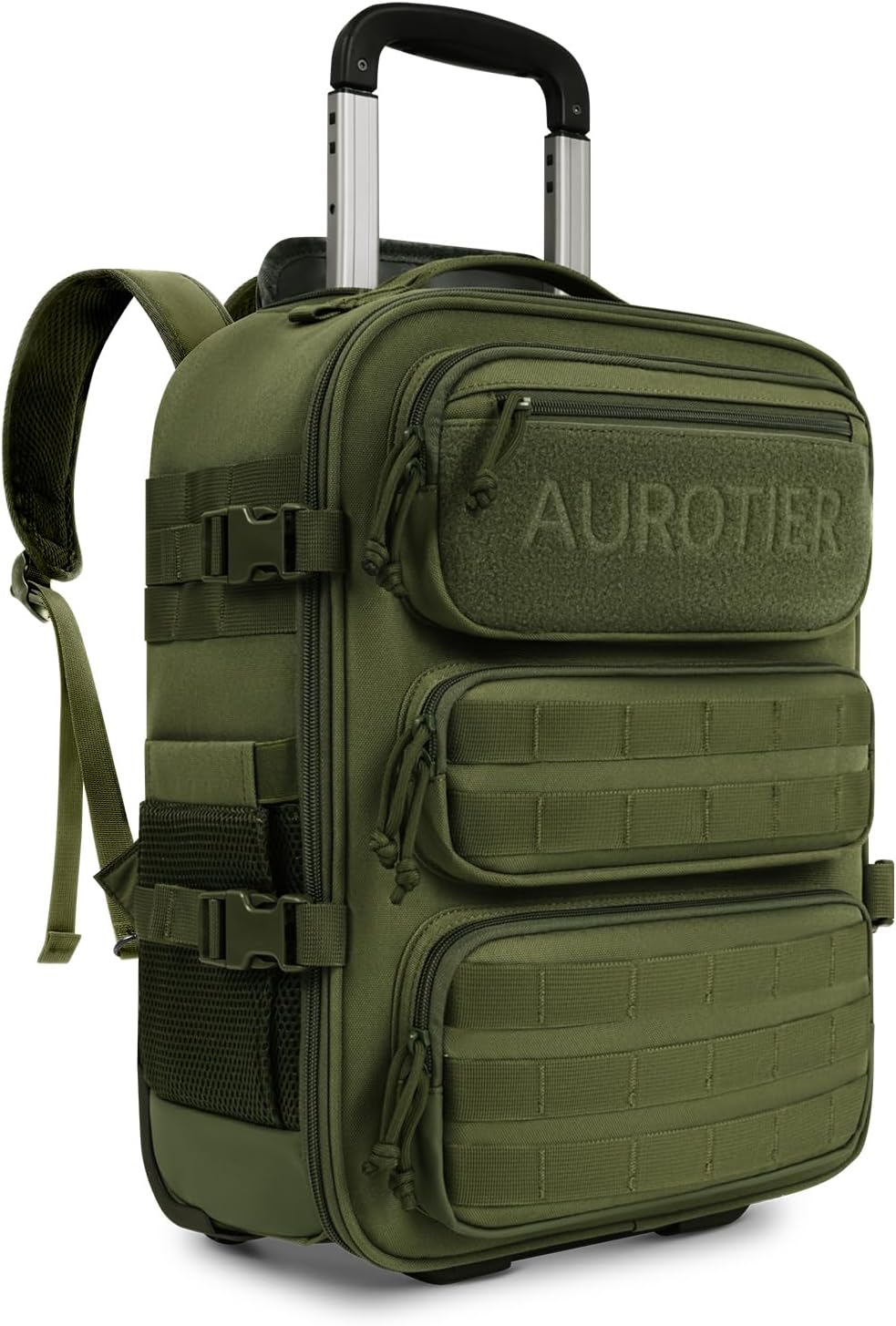 Rolling Tactical Laptop Backpack, Underseat Travel Backpack with Wheels, 17 Inch Wheeled Military Computer Backpack for Men and Women, Roller Overnight Molle Outdoor Hiking College Carry on Luggage