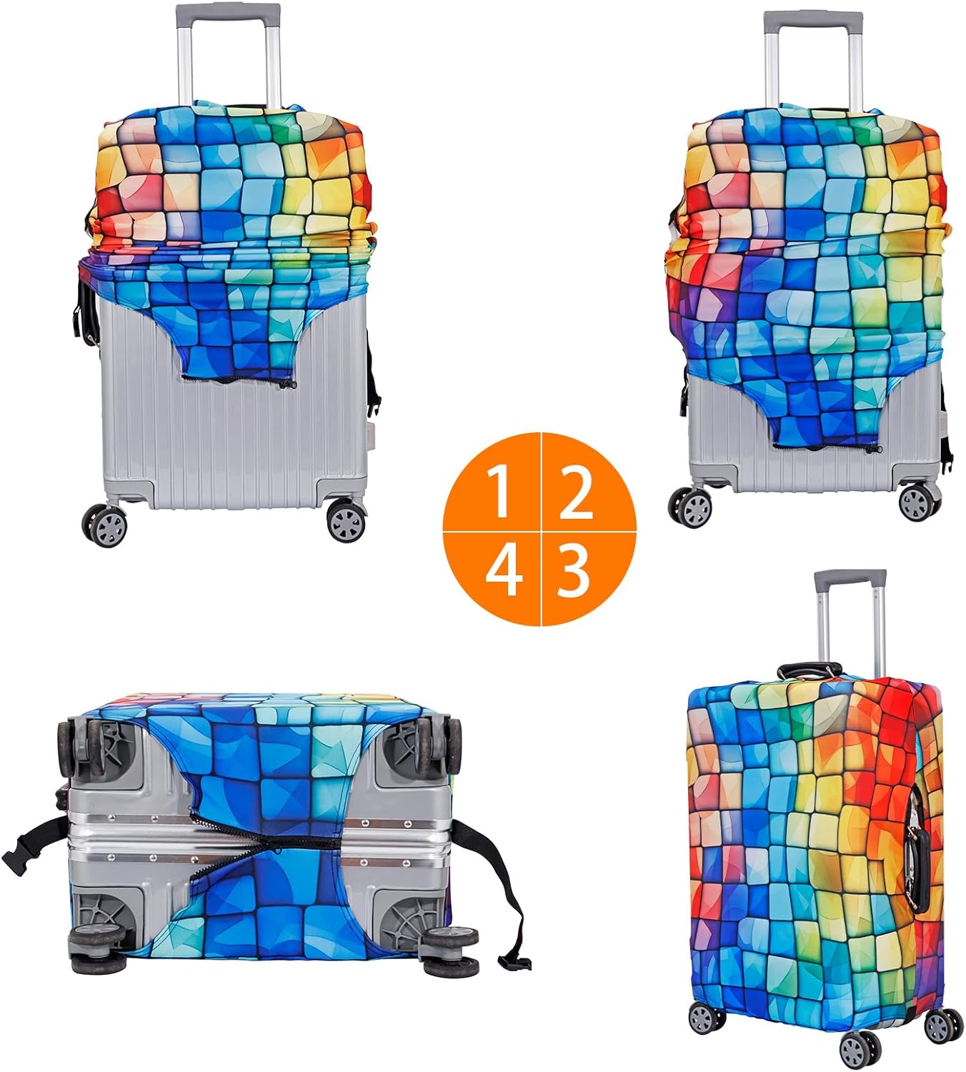 MosaiRudo Travel Luggage Covers For Suitcase Tsa Approved,Suitcase Cover Protector Fit 18-32 Inch Luggage Travel Accessories (T2492, S)