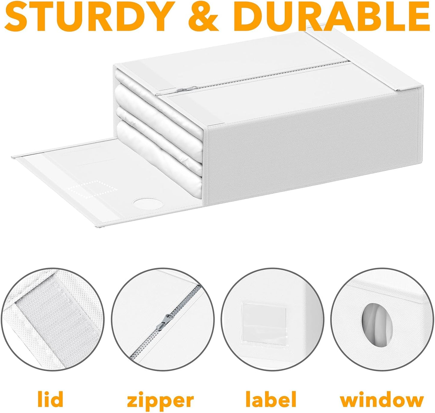 SpaceAid 12 Pack Bed Sheet Organizers and Storage, Foldable Sheet Organizer for Linen Closet, Sheets Set Folder Keeper with Window XL (Queen & King Size) Bedding Container (White, 12 Pack)