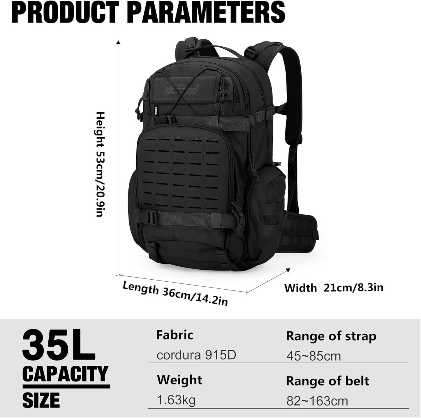Mardingtop 35L Molle Tactical Military Backpack for Men，Cordura Backpack for Hiking,Camping,Survival