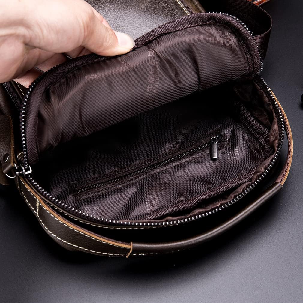 KPYWZER Genuine Leather Shoulder Bag Small Men Messenger Pack Handbag Sling Crossbody Bag Man Purse for Business