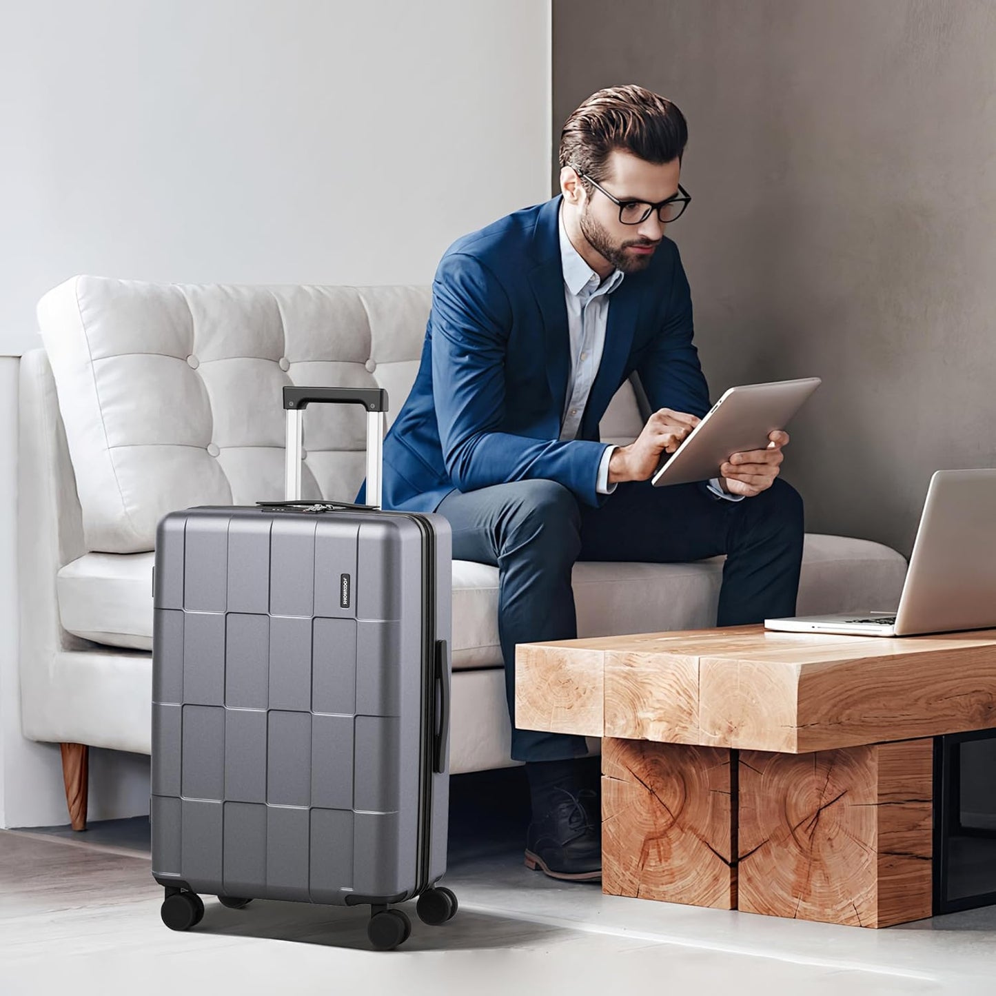 SHOWKOO Luggage Sets 3 Piece Hardside Expandable Lightweight PC Suitcase Sets with Double Spinner Wheels TSA Lock YKK Zipper, Sliver Gray