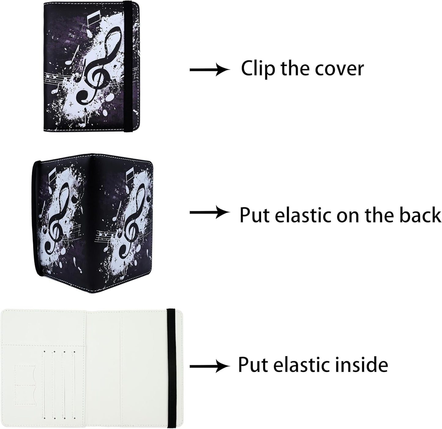 Music Note Passport Holder for Women and Men PU Leather Passport Cover for Travel