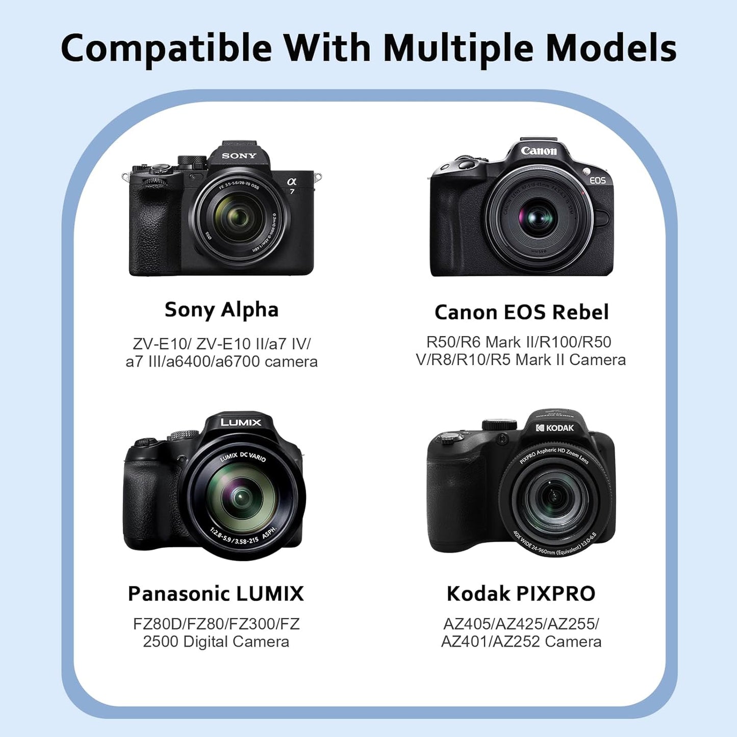 Hard Camera Case Bag Compatible with Canon EOS Rebel T7/T100/T6/R50/R6 or Kodak Pixpro AZ405/AZ425/AZ255/AZ401/AZ252/AZ528 DSLR Camera,for Canon Sony Kodak Panasonic Nikon Mirrorless Camera,Black