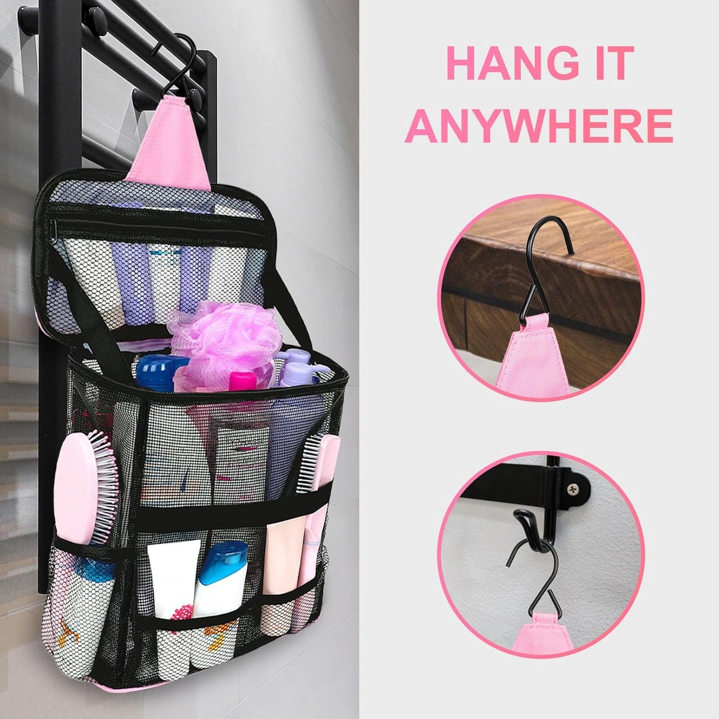 Mesh Shower Caddy,Portable HangingTravel Toiletry Bag Dorm Room Essentials for College Students Girls,Large Makeup Organizer for Full-Sized Toiletries,Travel Essentials for Women Girls Camping Beach