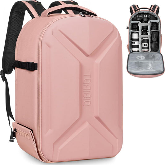 TORIBIO Camera Backpack, Hardshell DSLR Photography Camera Bag, Waterproof Hard Shell Camera Case with Tripod Holder & 15.6" Laptop Compartment Compatible with Canon/Nikon/Sony/DJI Mavic Drone