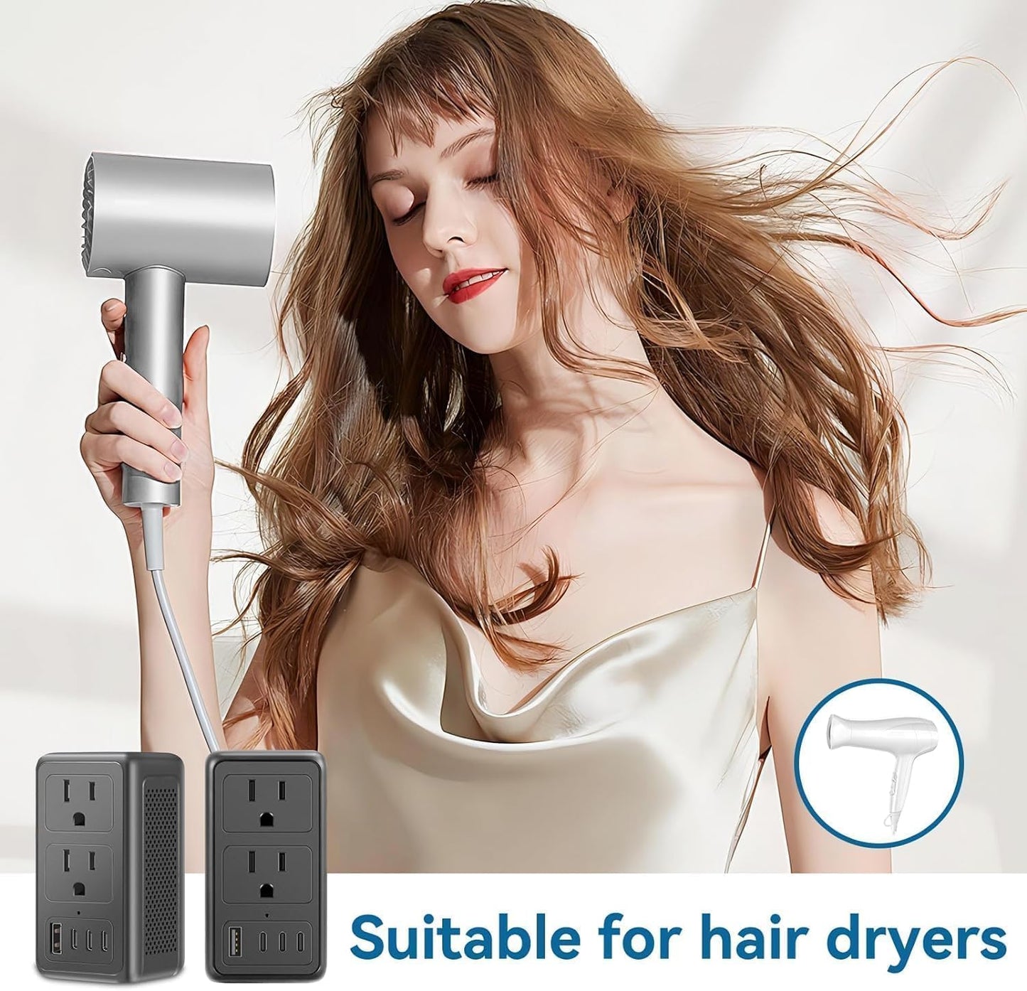 Upgraded 2000W 220V to 110V Voltage Converter US to Europe, Power Converter European Travel Converter for Hair Dryer, Power Converter Adapter Combo with 3 Type C 1 USB A for 160 Countries (1U3C)