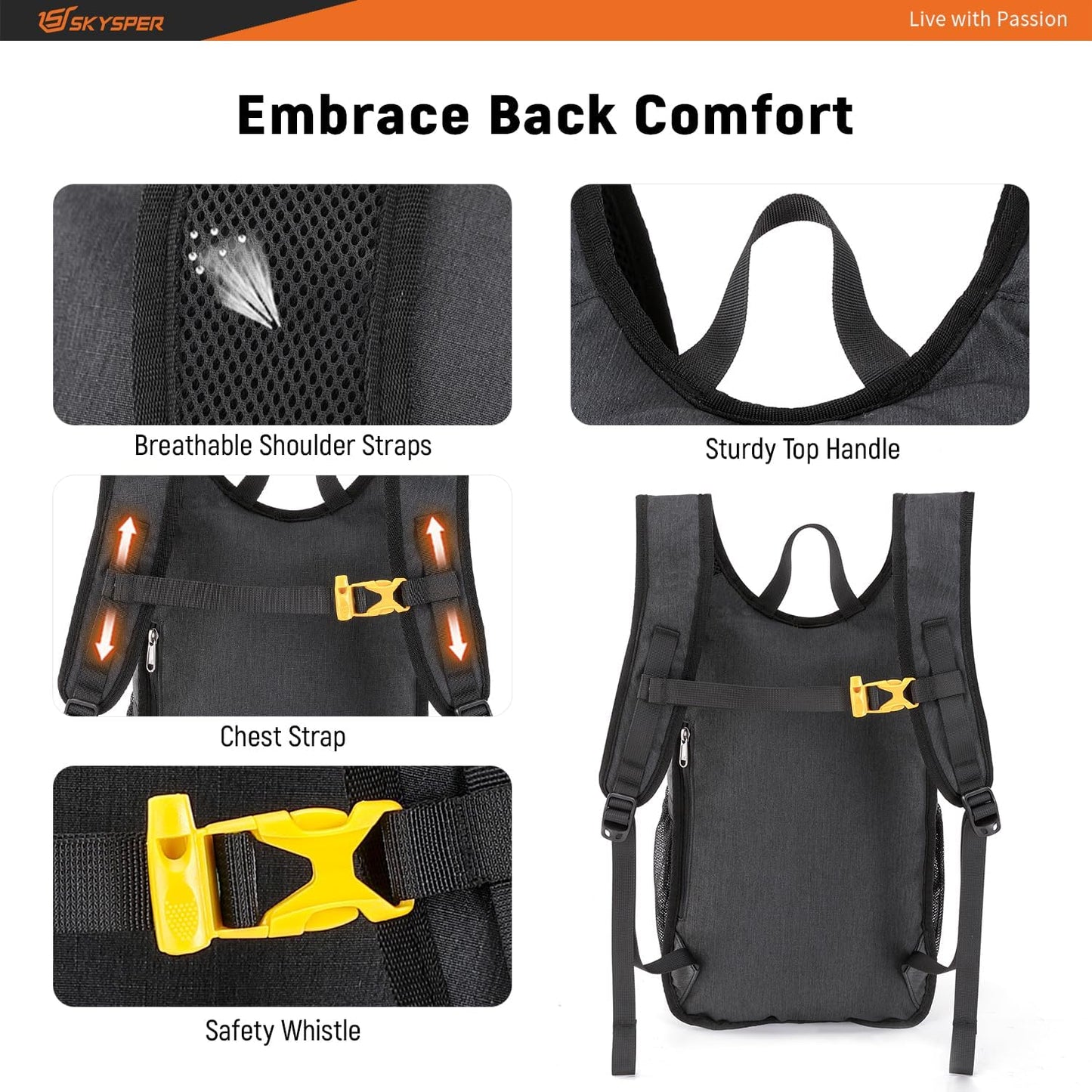 SKYSPER 15L/20L Foldable Hiking Backpack Lightweight Packable Travel Daypack with Chest Strap Small Folding Pack for Walking