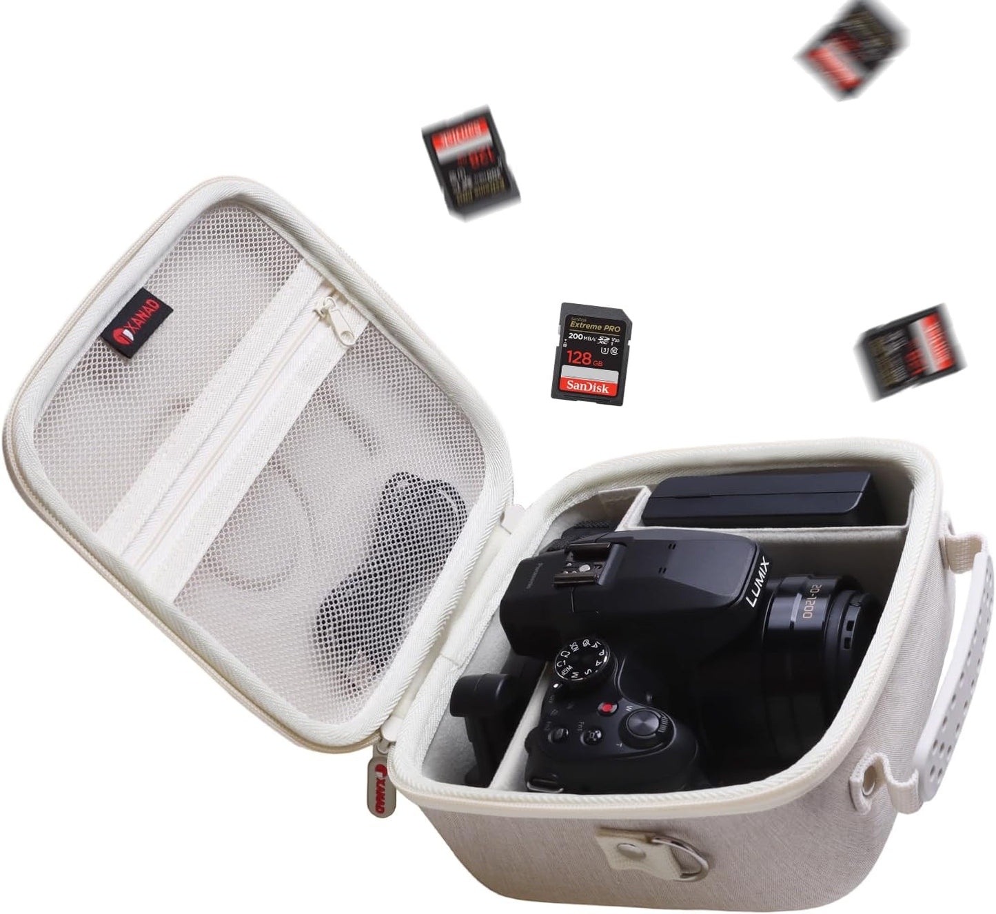 Hard Camera Case Bag Compatible with Canon EOS Rebel T7/T100/T6/R50/R6 or Kodak Pixpro AZ405/AZ425/AZ255/AZ401/AZ252/AZ528 DSLR Camera,for Canon Sony Kodak Panasonic Nikon Mirrorless Camera,Cream