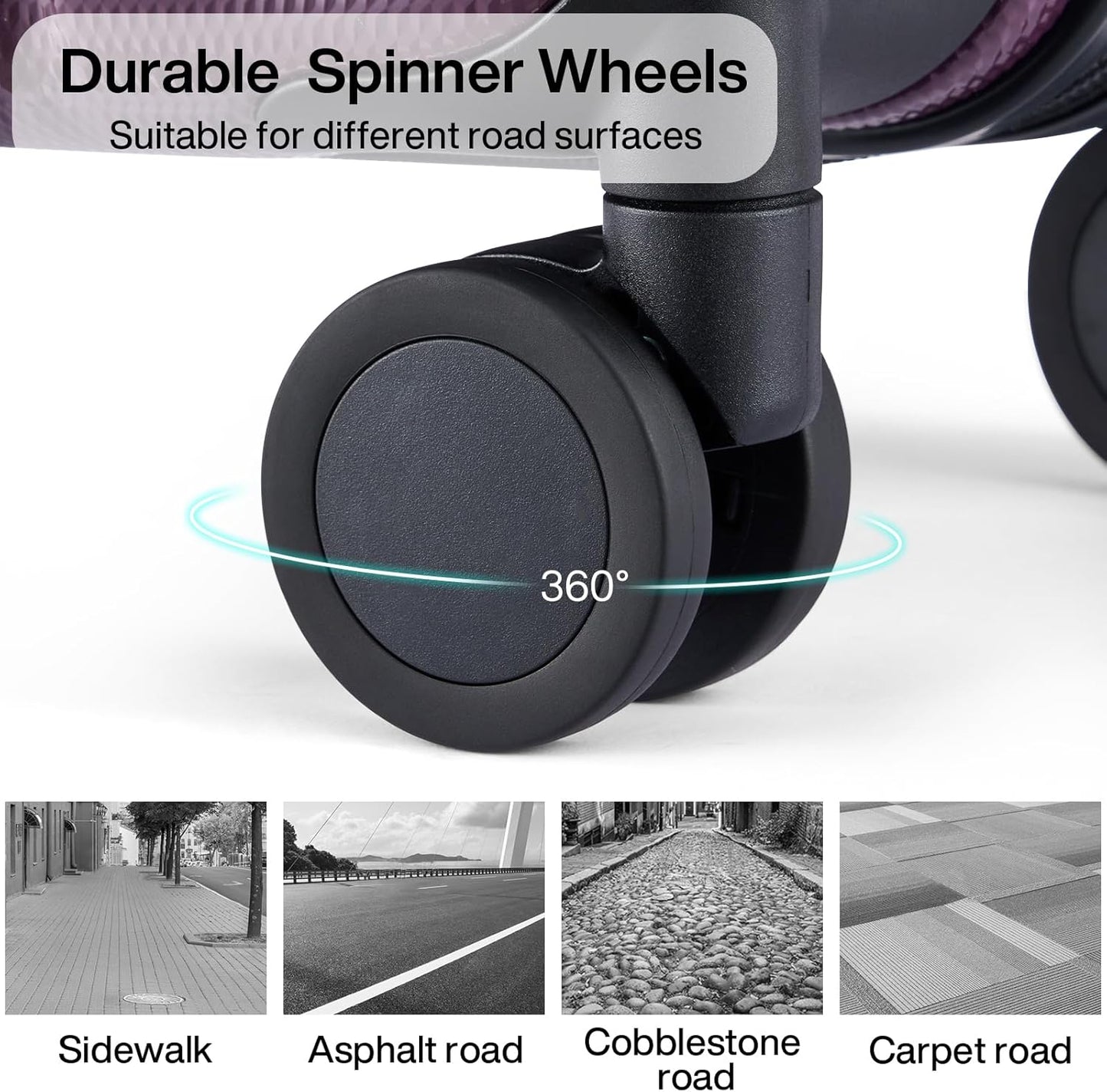 Hanke Luggage Sets 3 piece Carry On Luggage with Wheels PC Hard Shell Suitcases Lightweight Checked Tsa Luggage Extra Large Travel Suitcase Woman Men 20/24/29 Inch （Purple）