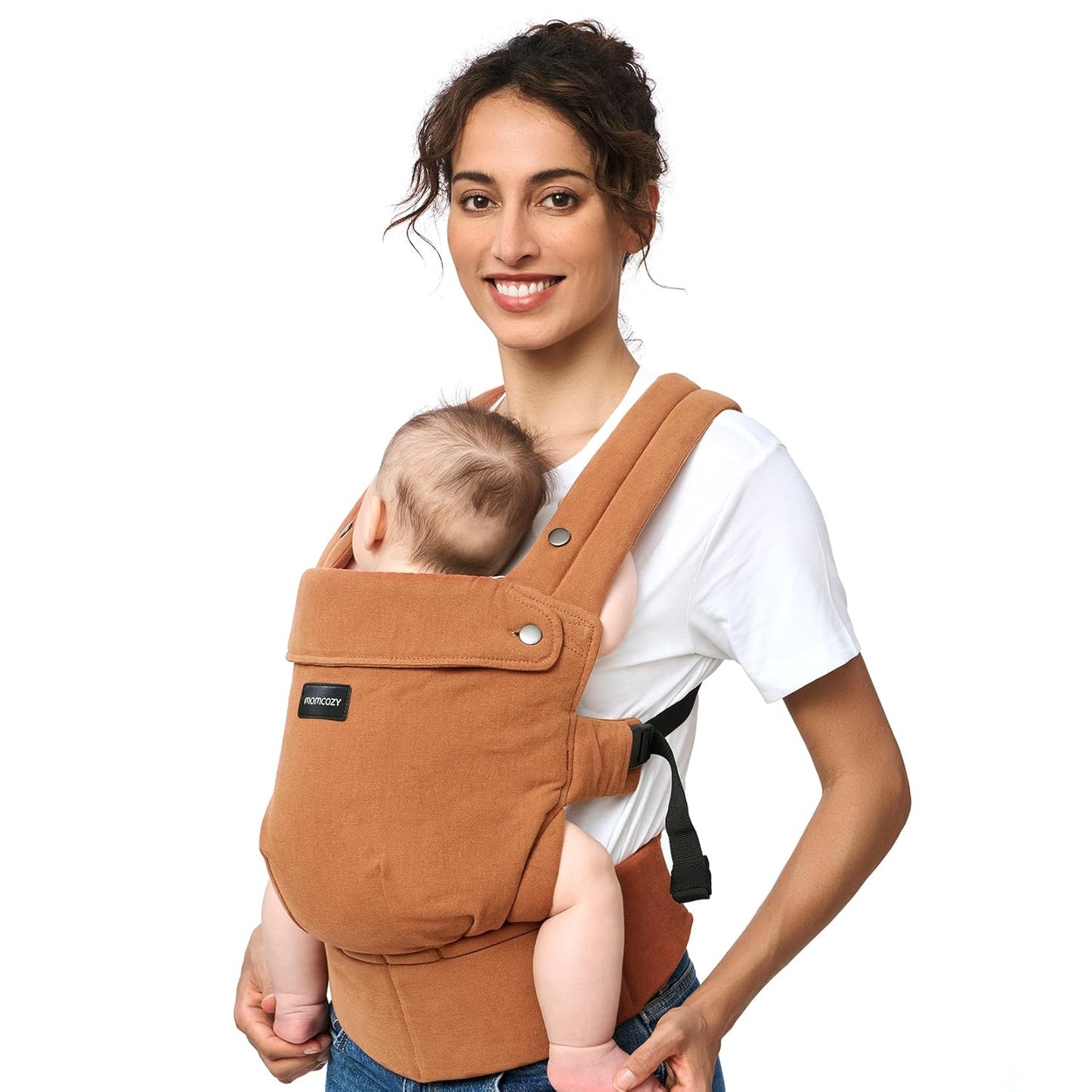 Momcozy Baby Carrier with Natural Cotton Linen, Built to Last, Ergonomic Design, 7-44lbs for Infant and Toddler, Lightweight and Comfortable, Hands-Free for Moms&Dads, Sepia