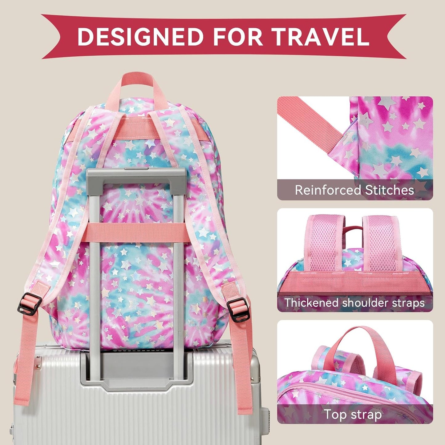 OMOUBOI 14 inch Travel Laptop Backpack for Women 20L Carry on Casual Daypacks Water Resistant Work Computer Laptop Bags College School Bookbag Multicolor Pink