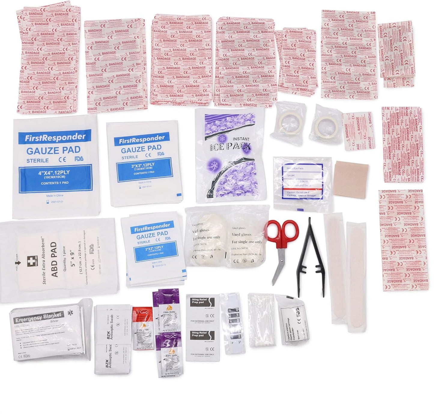 DMI 298-Piece Complete Emergency First Aid Kit, Treats Pain, Swelling, Cuts, Scrapes & Burns, Complete First Aid Guide Included, Clear Pocket Organization, Durable Zippered Travel Bag