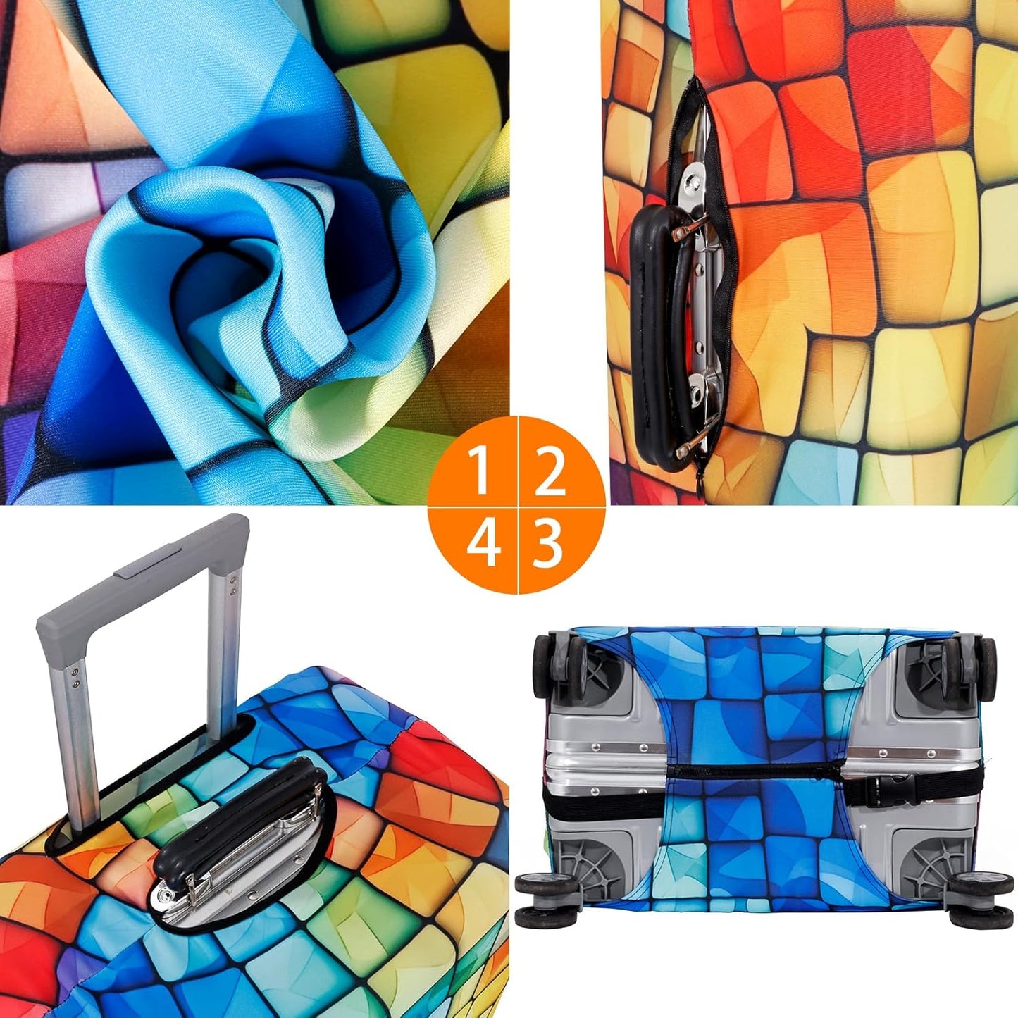 MosaiRudo Travel Luggage Covers For Suitcase Tsa Approved,Suitcase Cover Protector Fit 18-32 Inch Luggage Travel Accessories (T2492, S)