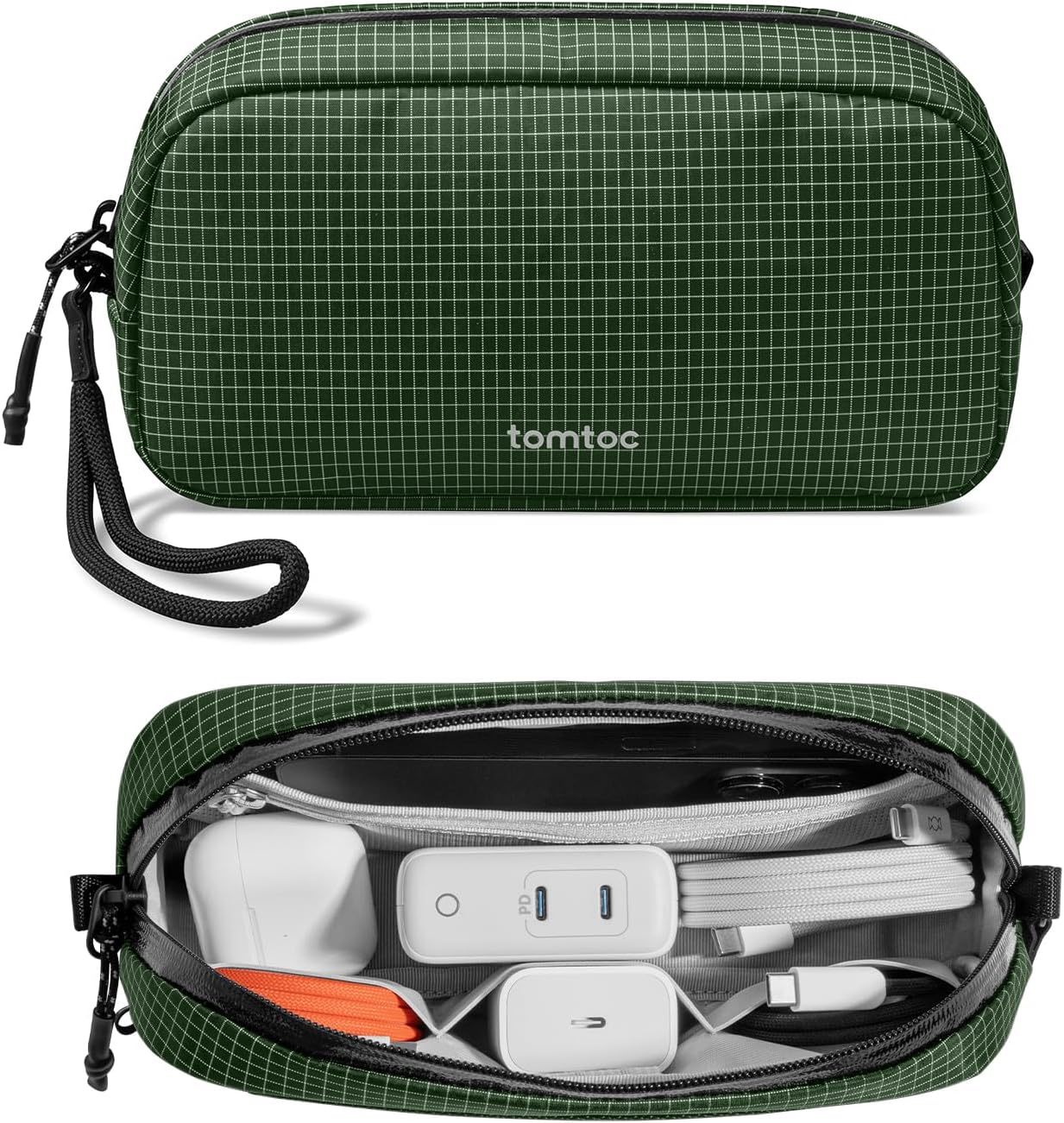 tomtoc Electronics Organizer Travel Case Performance, Water Resistant Bag Cable Tech Pouch Accessories, Carry Storage for Cord, Phone, Cables, Airpods, USB Flash Drive, Daily Items