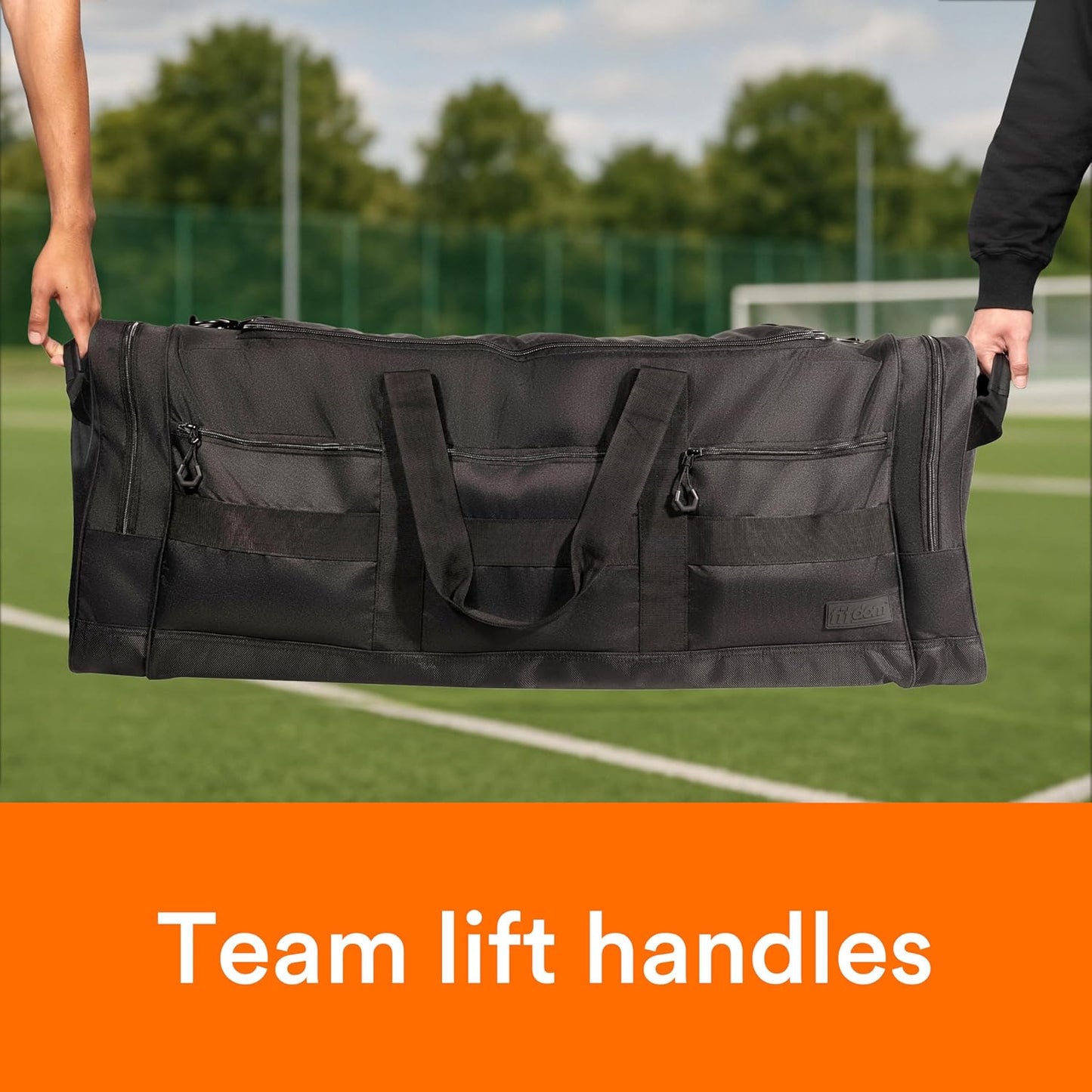 Fitdom 140L 38" Heavy Duty Extra Large Sports Equipment Duffle Bag with Upgrade Zipper, Durable & Water Resistant. Perfect for Travel Storage Football Hockey Baseball Basketball Team Coaches & More