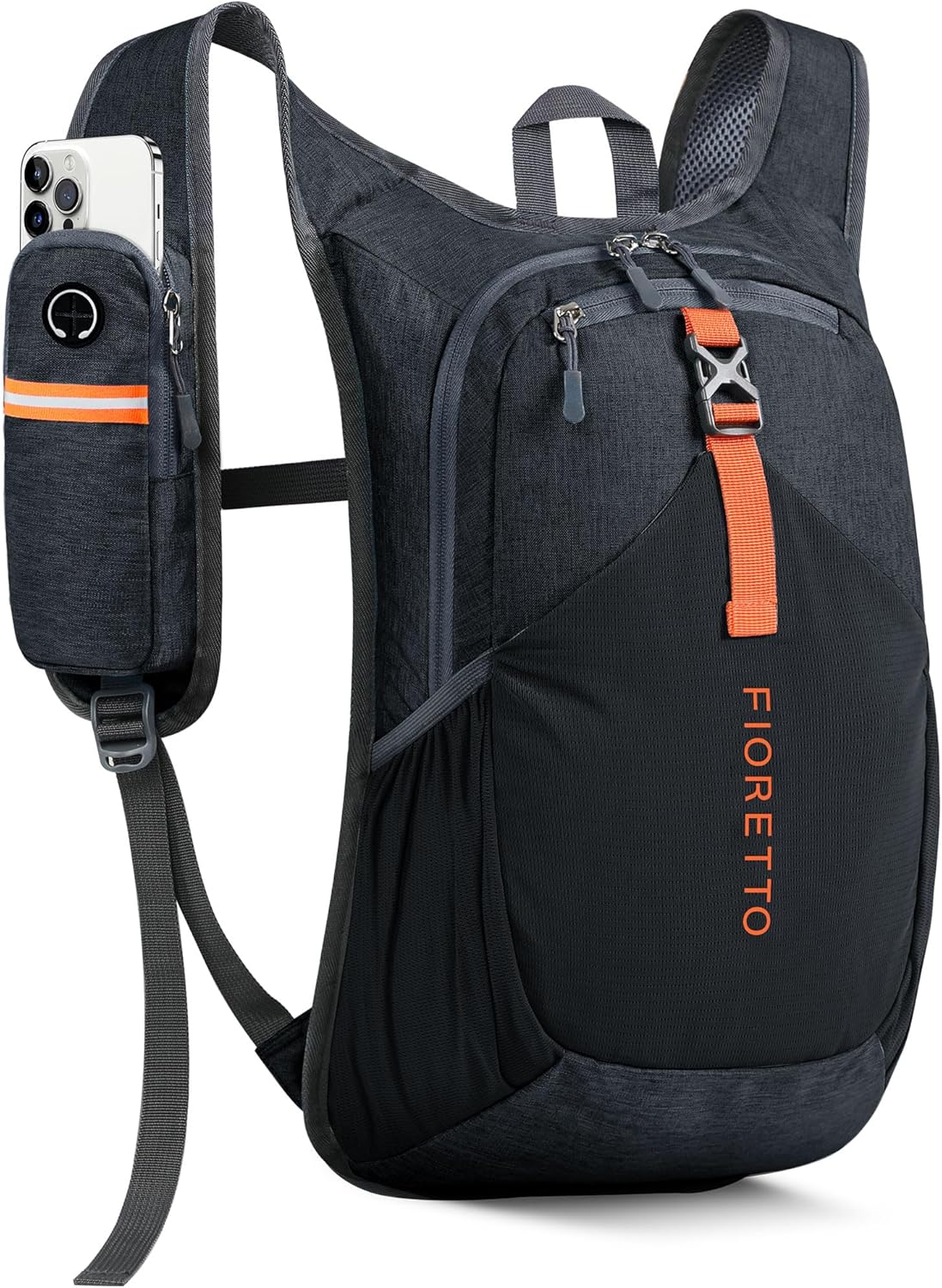 FIORETTO 15L Hiking Backpack for Women Men Mini Packable Backpack Lightweight Small Daypack for Camping Travel Outdoor, Black