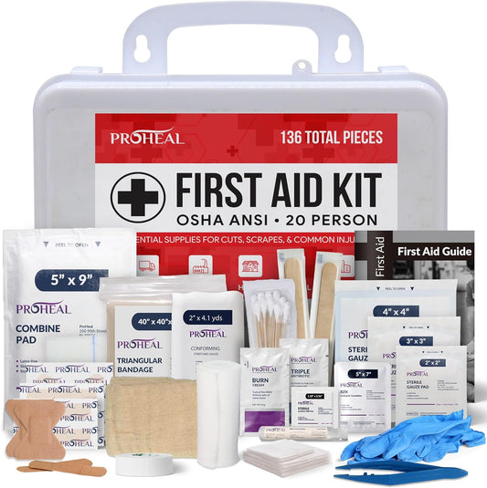 20 Person OSHA Compliant First Aid Kit for Businesses, Vehicles, Trucks, Construction Site - Type III, ANSI Class A Emergency Kit - 136 Piece Essential First Aid Supplies