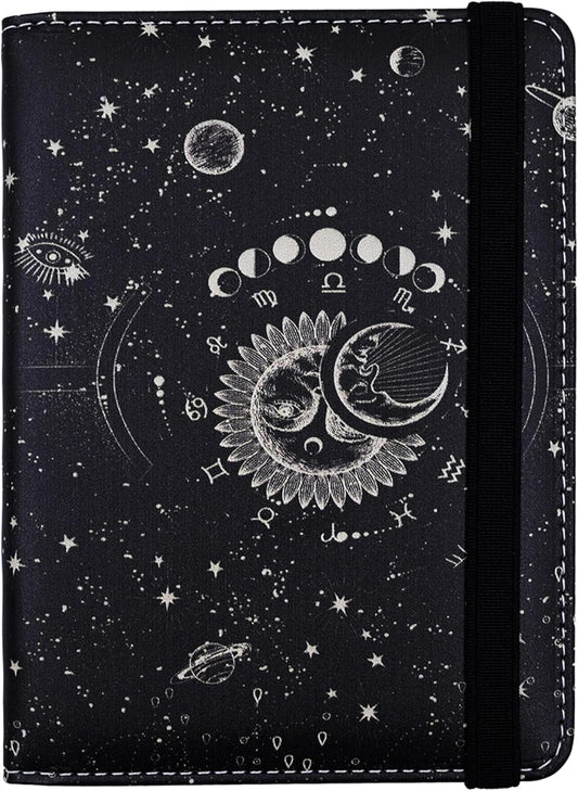 Passport Holder for Women and Men PU Leather Passport Cover for Travel (Sun Moon)