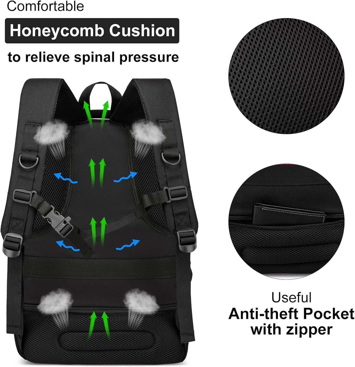 School Backpack for Teen Boys, 15.6 Inch Anti Theft Laptop Bookbag with USB Charging Port, Water Resistant College - Travel Backpack Ergonomic, Fits Notebook, Men Women