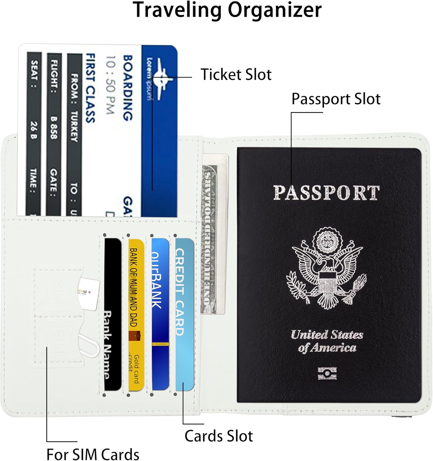 Passport Holder for Women and Men PU Leather Passport Cover for Travel (Eiffel Tower Floral)