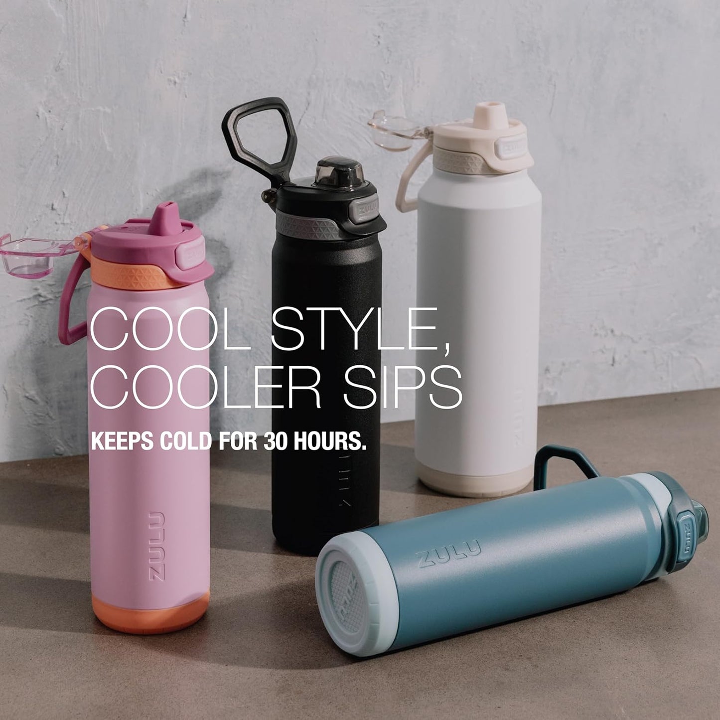 ZULU Powerfill Pro 24oz Stainless Steel Water Bottle with Quick Fill Lid, Triple Walled Vacuum Insulated Metal, Leak Proof Locking Lid, Sip and Chug, Reusable BPA Free, White