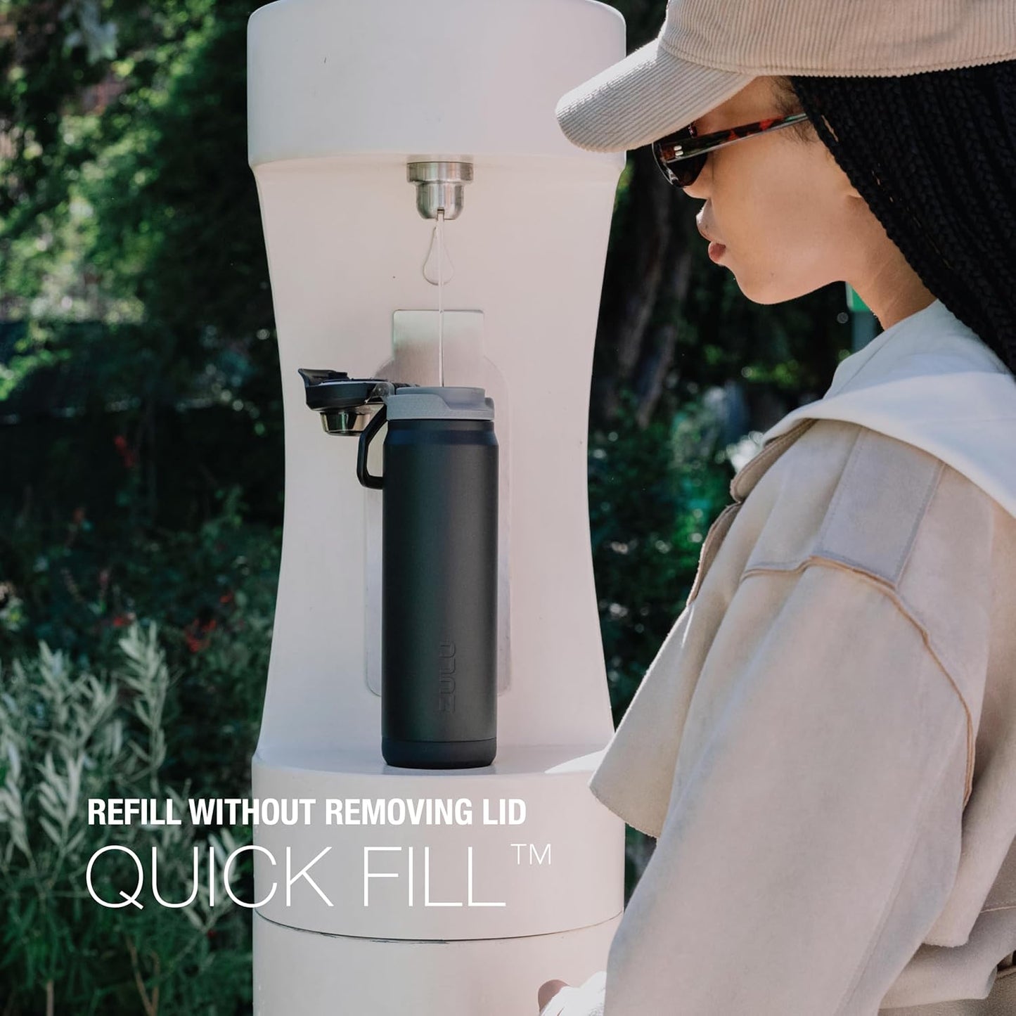 ZULU Powerfill Pro 32oz Stainless Steel Water Bottle with Quick Fill Lid, Triple Walled Vacuum Insulated Metal, Leak Proof Locking Lid, Sip and Chug, Reusable BPA Free, Black