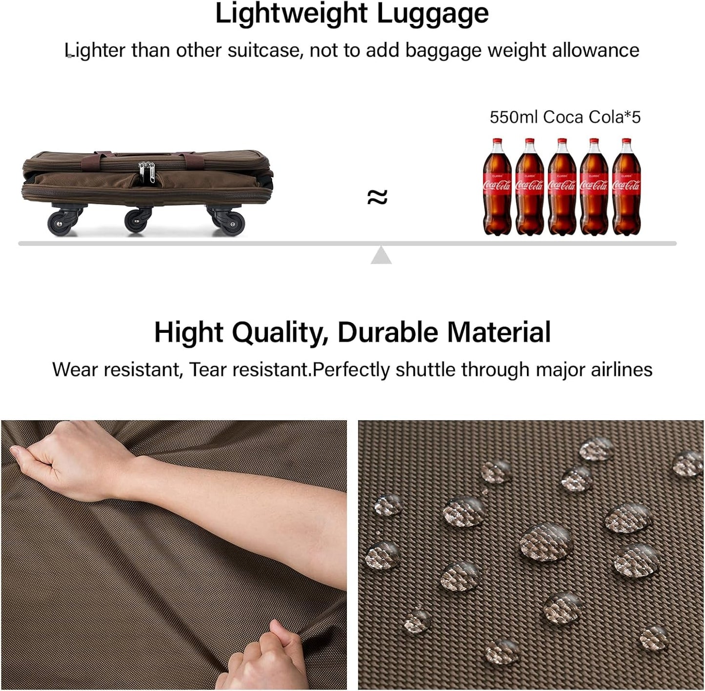 Hanke Expandable Collapsible Luggage with Wheels Suitcase, Rolling Travel Bag, Duffel Garment Tote Bag for Men Women, Lightweight Suitcase, Large Capacity Luggage with Spinner Wheel (Coffee)