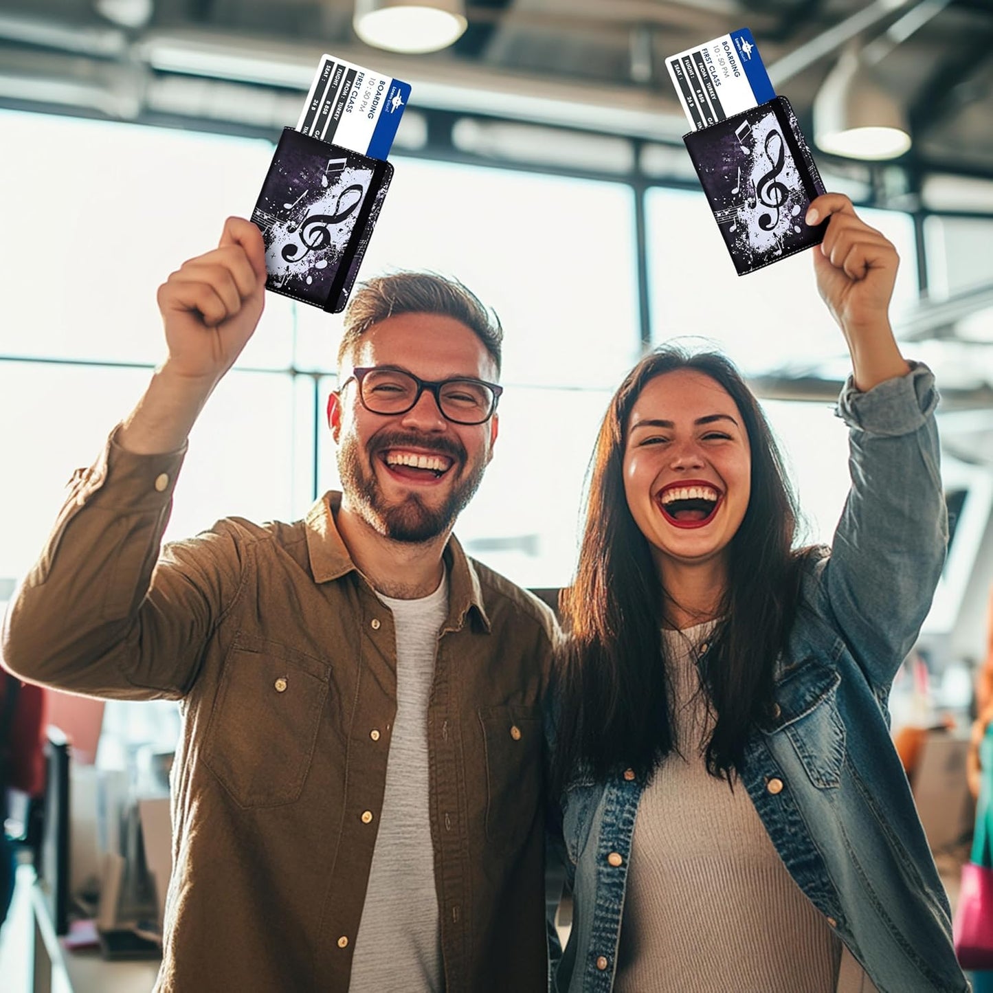 Music Note Passport Holder for Women and Men PU Leather Passport Cover for Travel