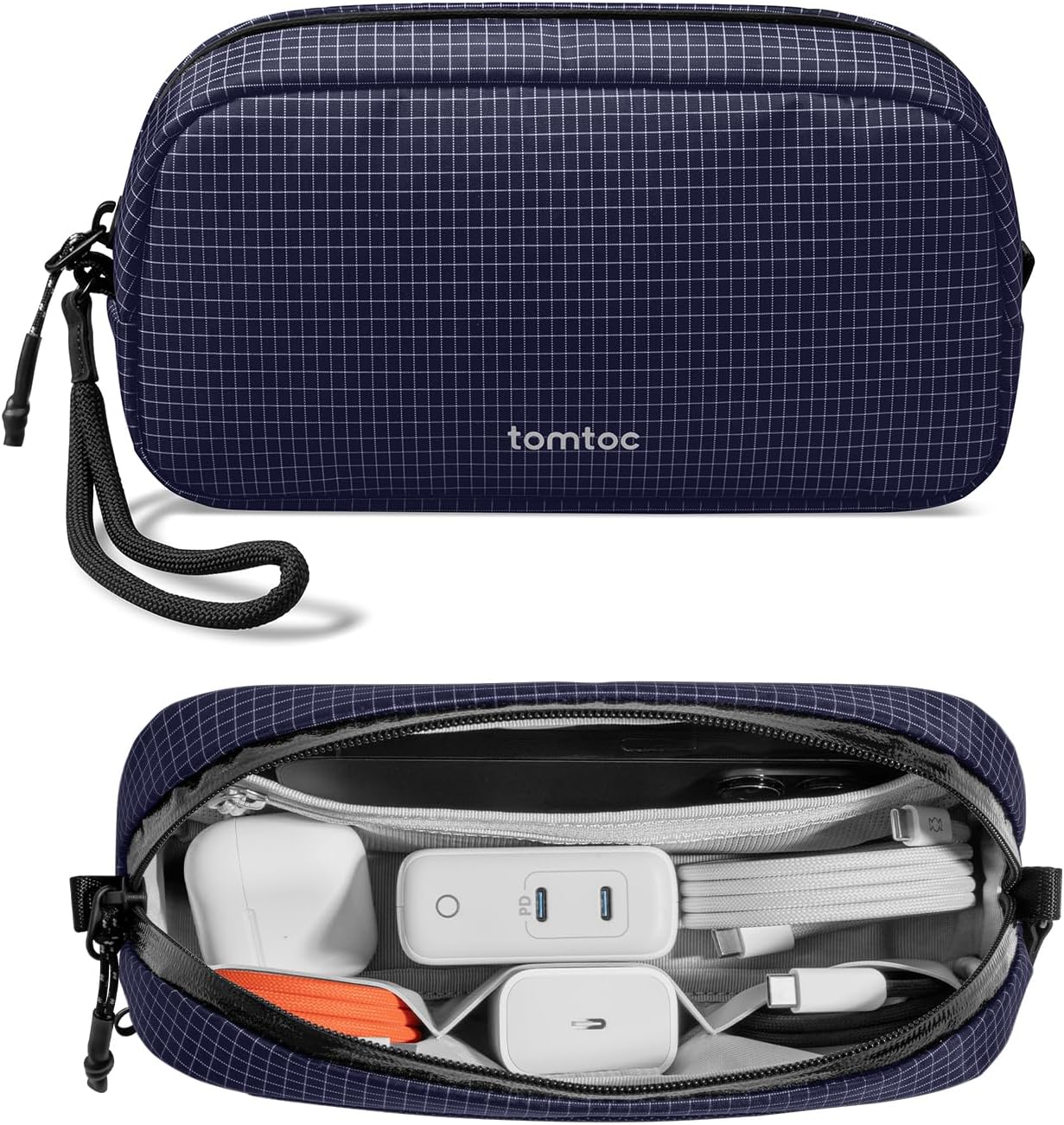 tomtoc Electronics Organizer Travel Case Performance, Water Resistant Bag Cable Tech Pouch Accessories, Carry Storage for Cord, Phone, Cables, Airpods, USB Flash Drive, Daily Items