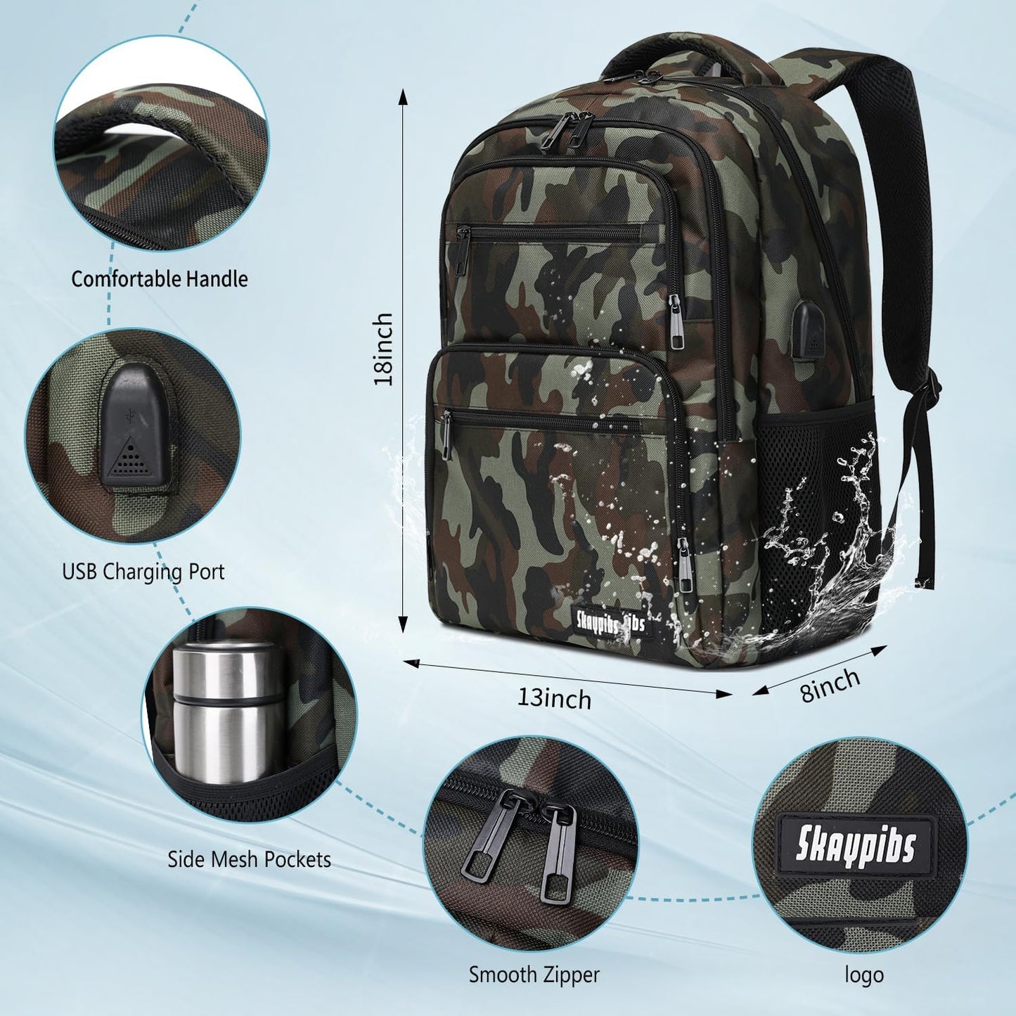 Backpck for Women Men, School backpacks for Girls Teen Boys, 15.6 inch Laptop Back Packs with USB Charger Port, Mochilas for Business, College