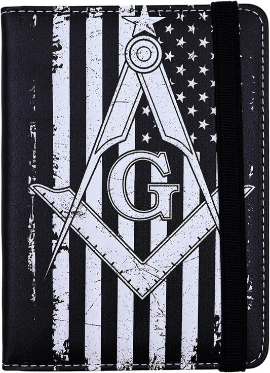 Passport Holder for Women and Men PU Leather Passport Cover for Travel (Masonic)