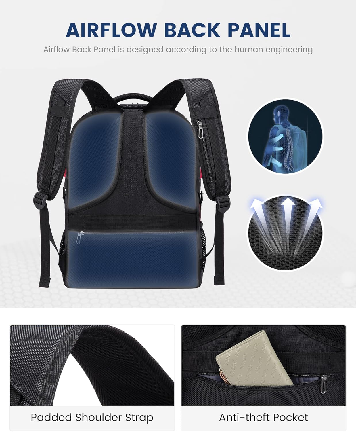 LOVEVOOK Travel Backpack for Men 17inch Large Work Backpack for Men Large Capacity Lockable Mochilas para Hombres Waterproof Computer Backpack for Work Business Travel College (17 inch,Black&Brown