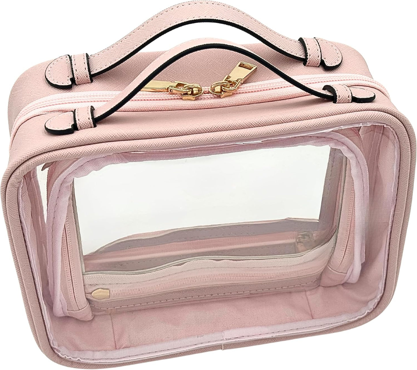 JAZD Clear Makeup Bag Toiletry Bag for Women Cosmetic Case Large Capacity Travel Make Up Bag Organizer Transparent Storage Compartment TSA Approved